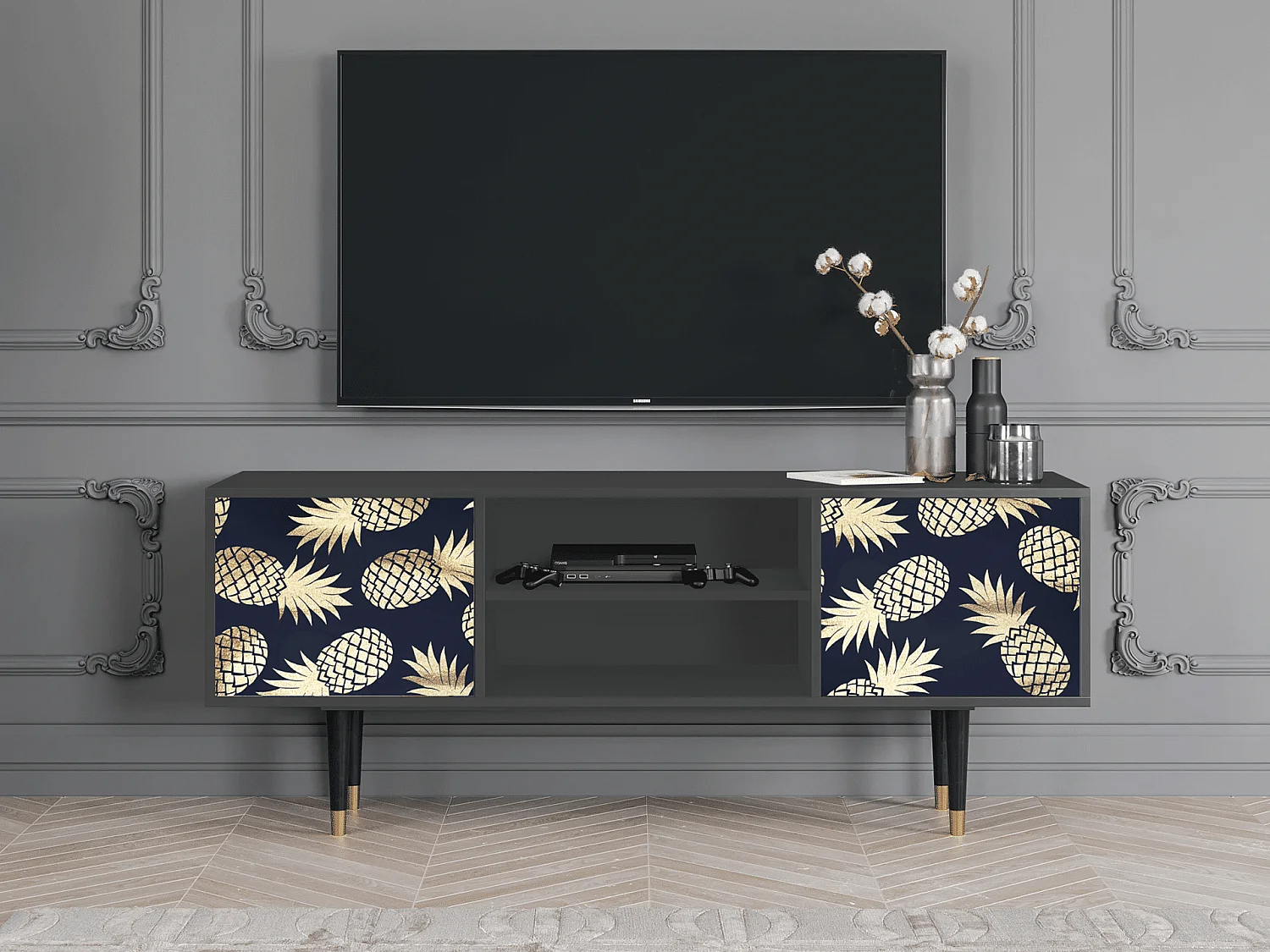 Mueble de TV - 170х69х48 cm - T2 - Sunny Pineaple, Antracite