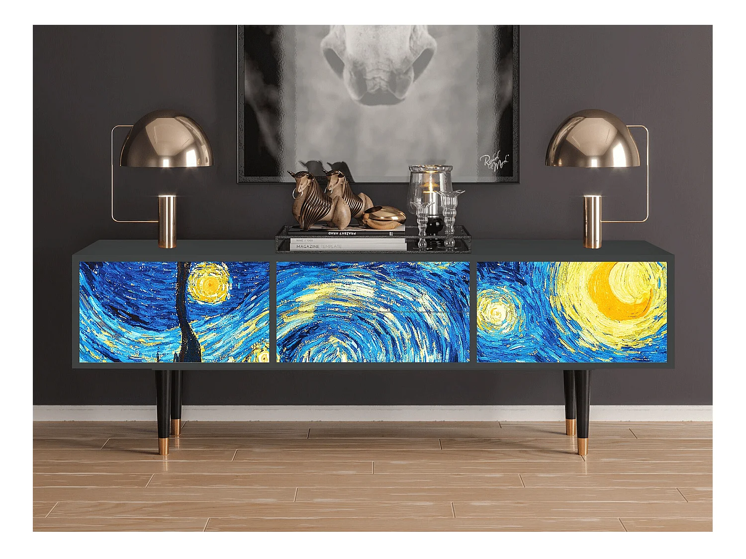 Meuble TV - 170х59х48 cm - T4 - The Starry Night  , Anthracite