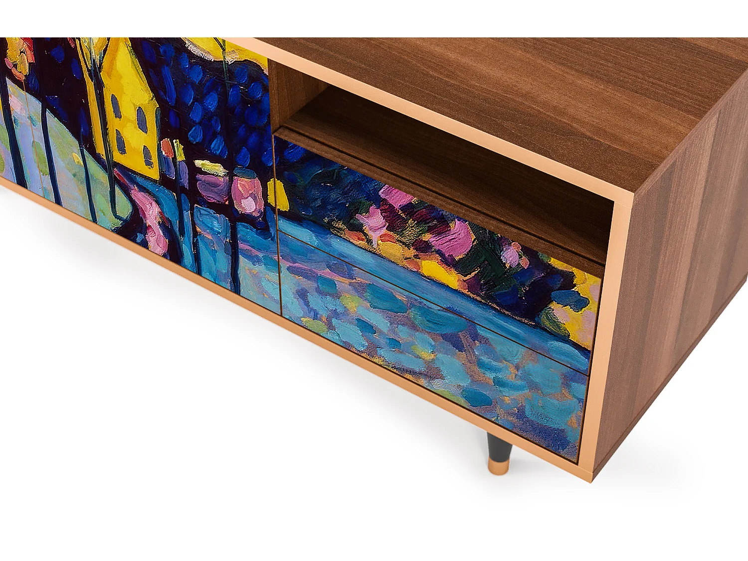 Mobile TV - 125х56х41 cm - T7 - Winter Landscape, Noce