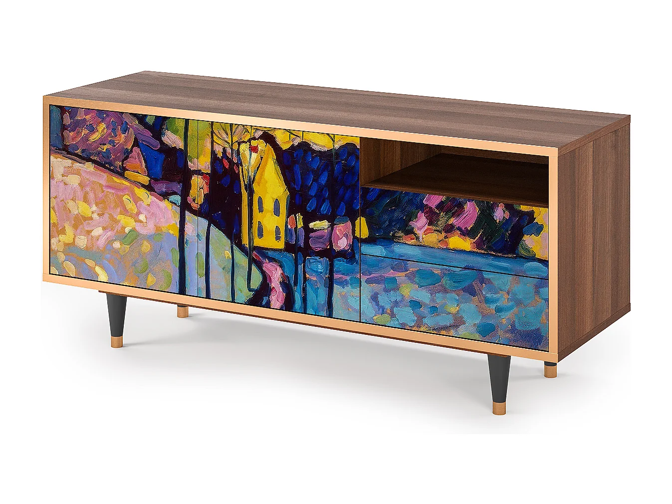 Meuble TV - 125х56х41 cm - T7 - Winter Landscape, Noyer