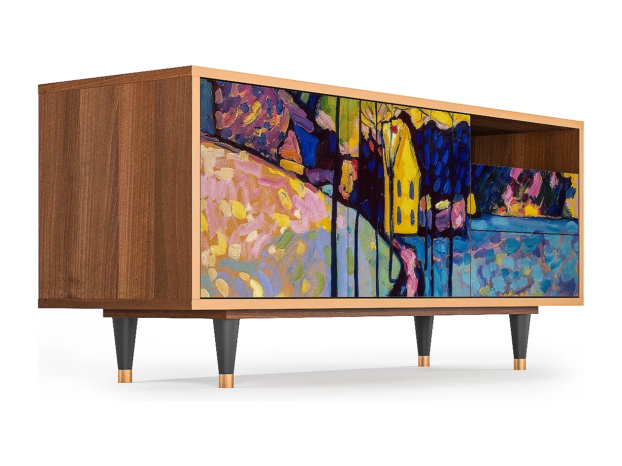 Meuble TV - 125х56х41 cm - T7 - Winter Landscape, Noyer