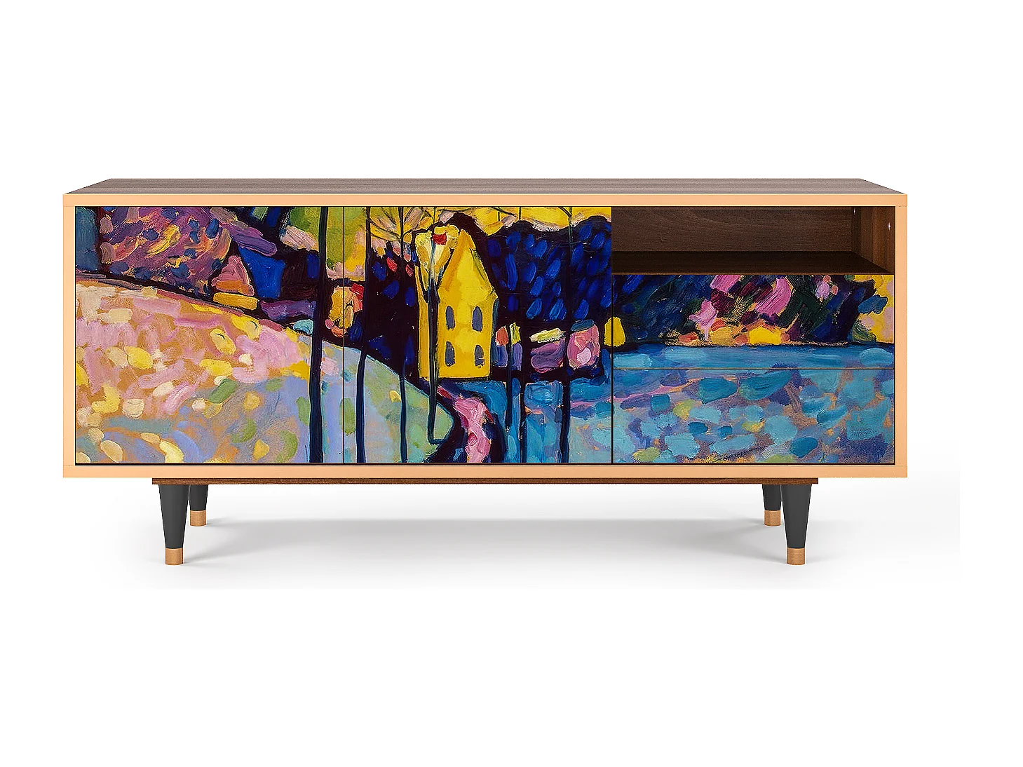 Meuble TV - 125х56х41 cm - T7 - Winter Landscape, Noyer