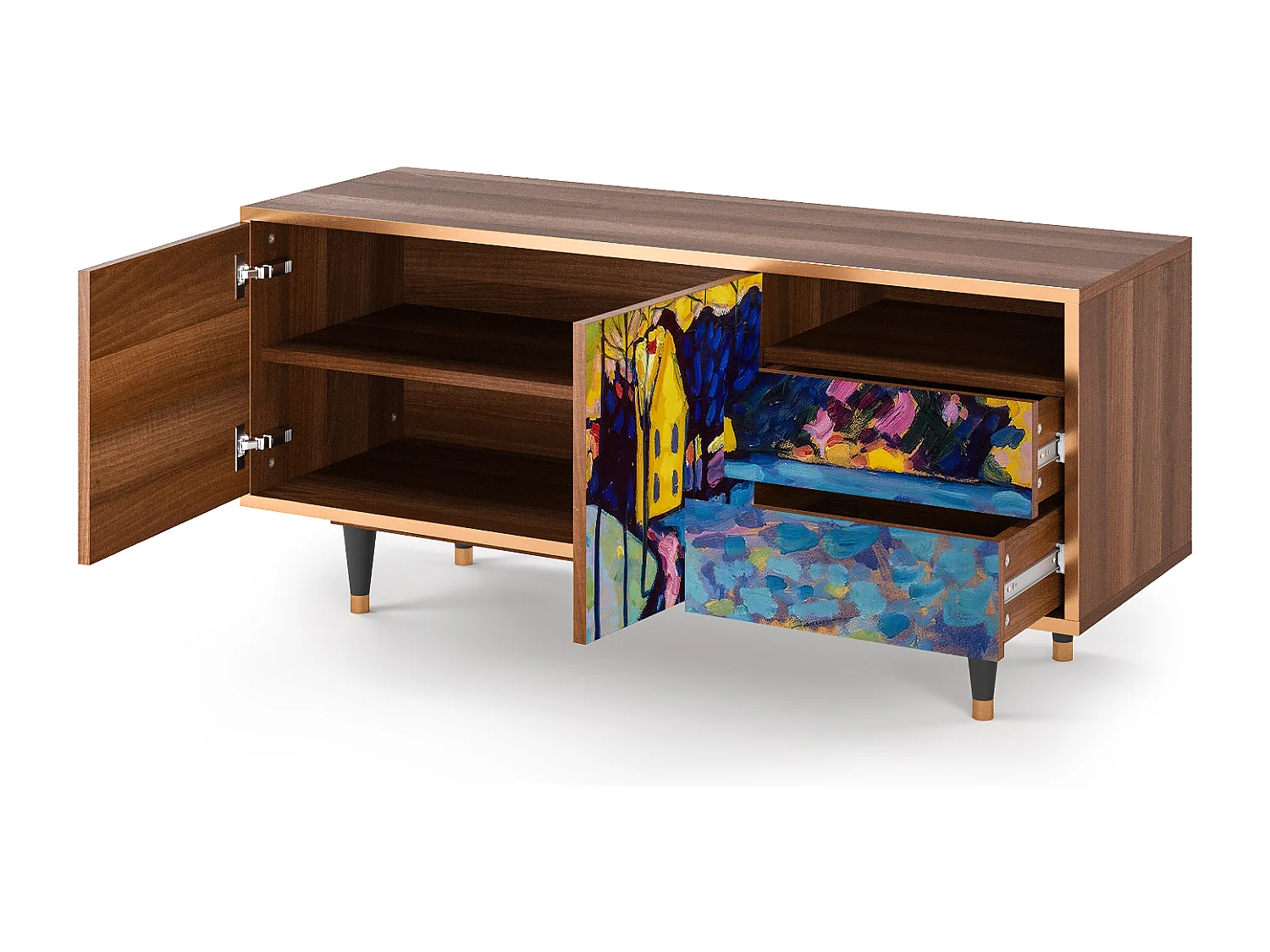 Meuble TV - 125х56х41 cm - T7 - Winter Landscape, Noyer