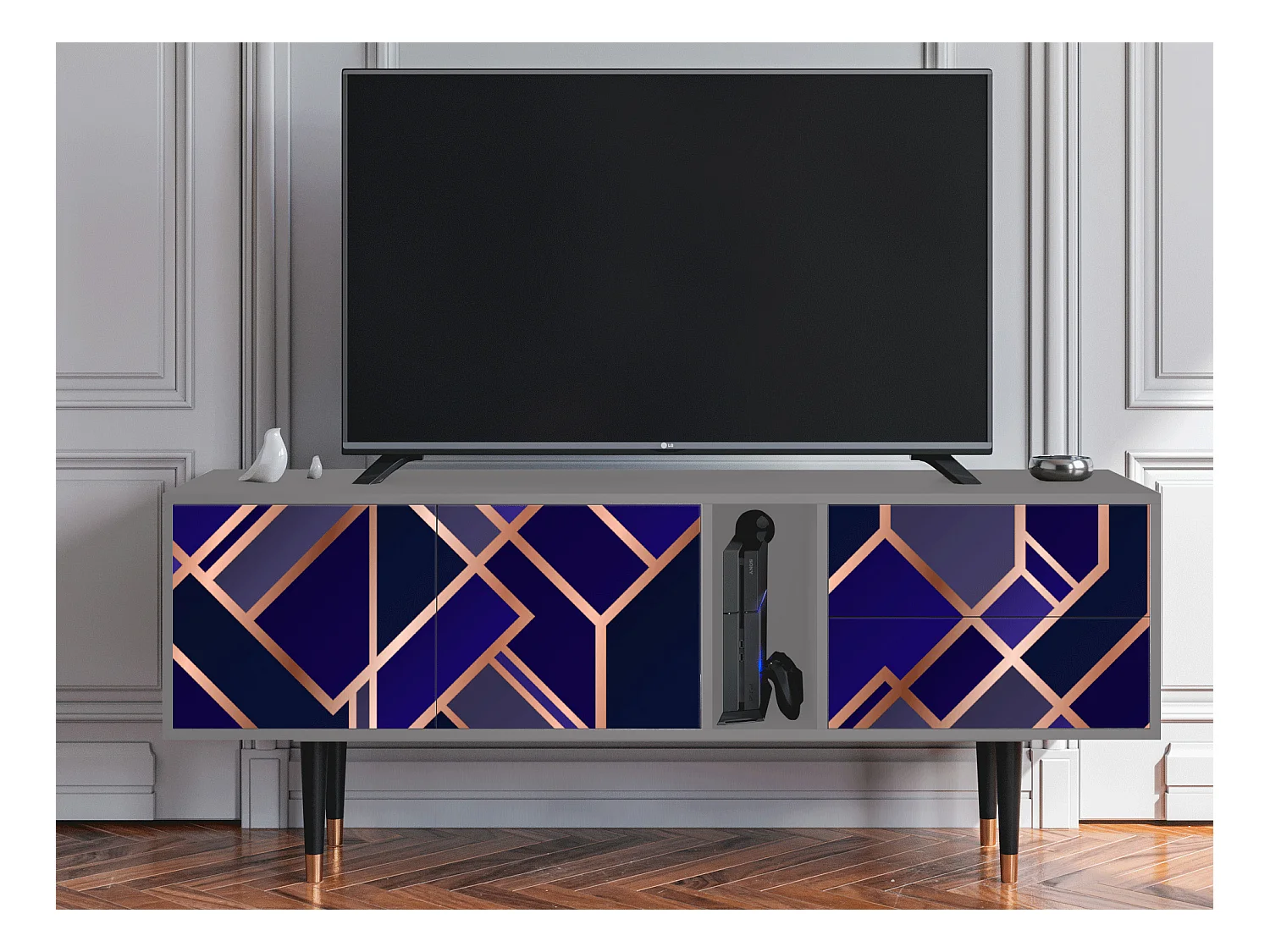 Mobile TV - 170х69х48 cm - T1 - Aquamarine Getsby, Grigio
