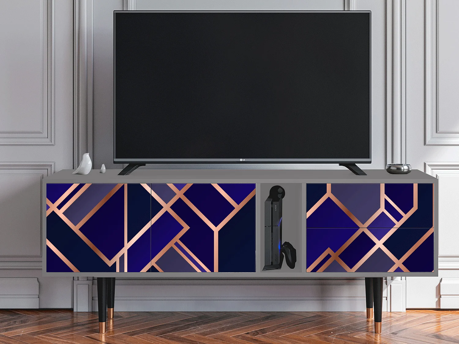 Mueble de TV - 170х69х48 cm - T1 - Aquamarine Getsby, Gris