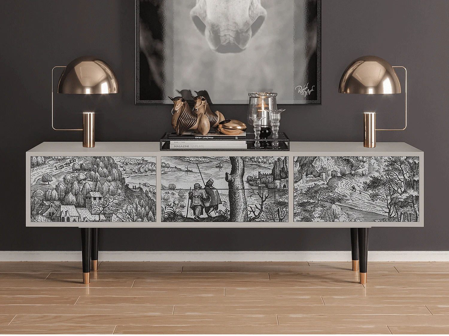 Mueble de TV - 170х59х48 cm - T4 - Milites Requiescentes, Areia