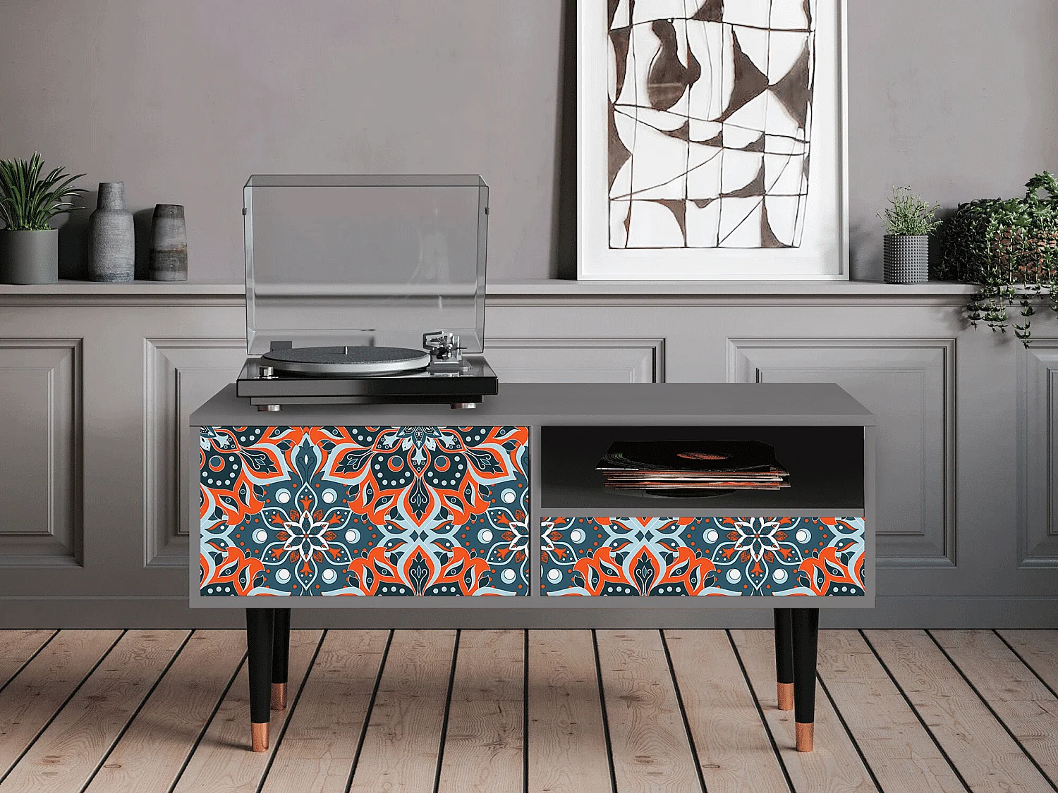 Mueble de TV - 115х59х48 cm - T3 - Fire Beetle, Gris