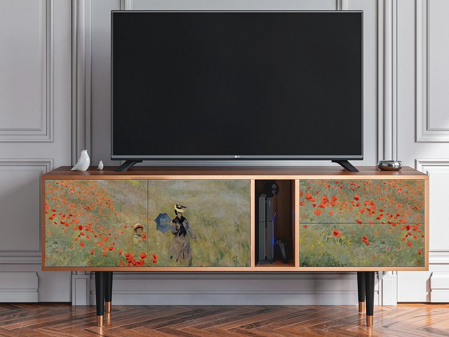Mobile TV - 170х69х48 cm - T1 - The Poppy Field   , Noce