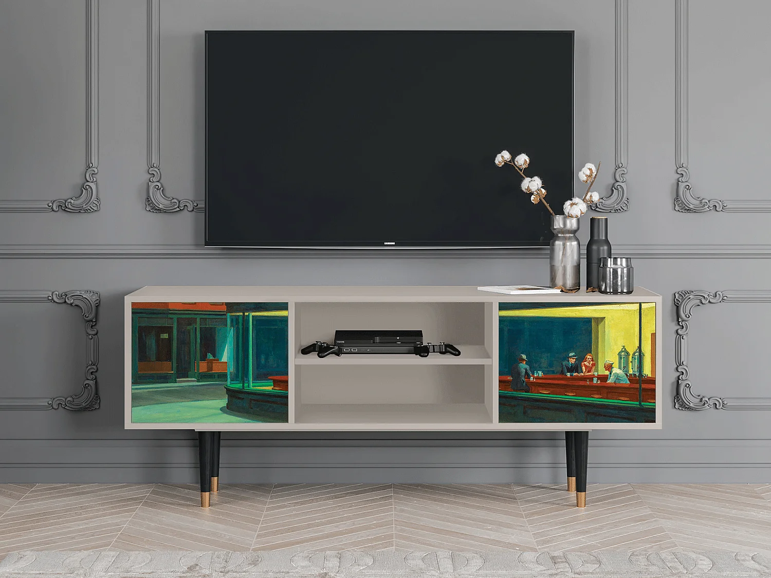 TV-Möbel - 170х69х48 cm - T2 - Nighthawks by Hopper, Sand