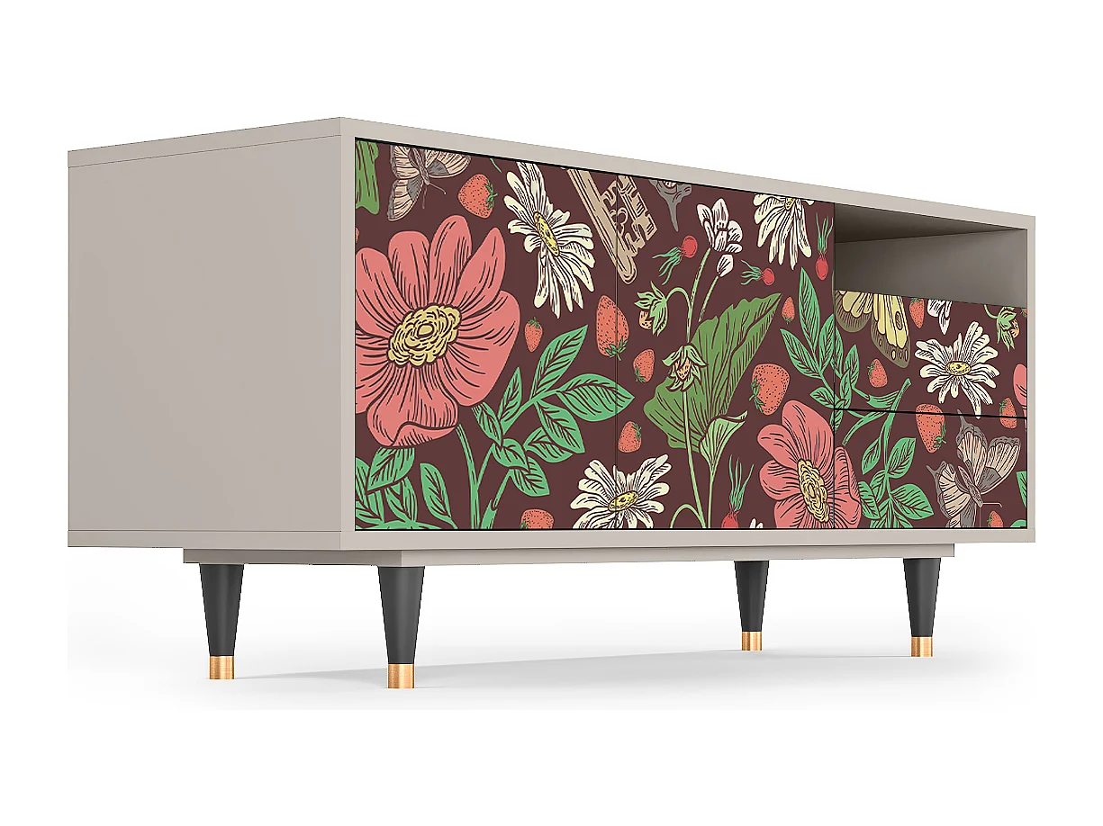 Meuble TV - 125х56х41 cm - T7 - Alice in Wonderland, Sable