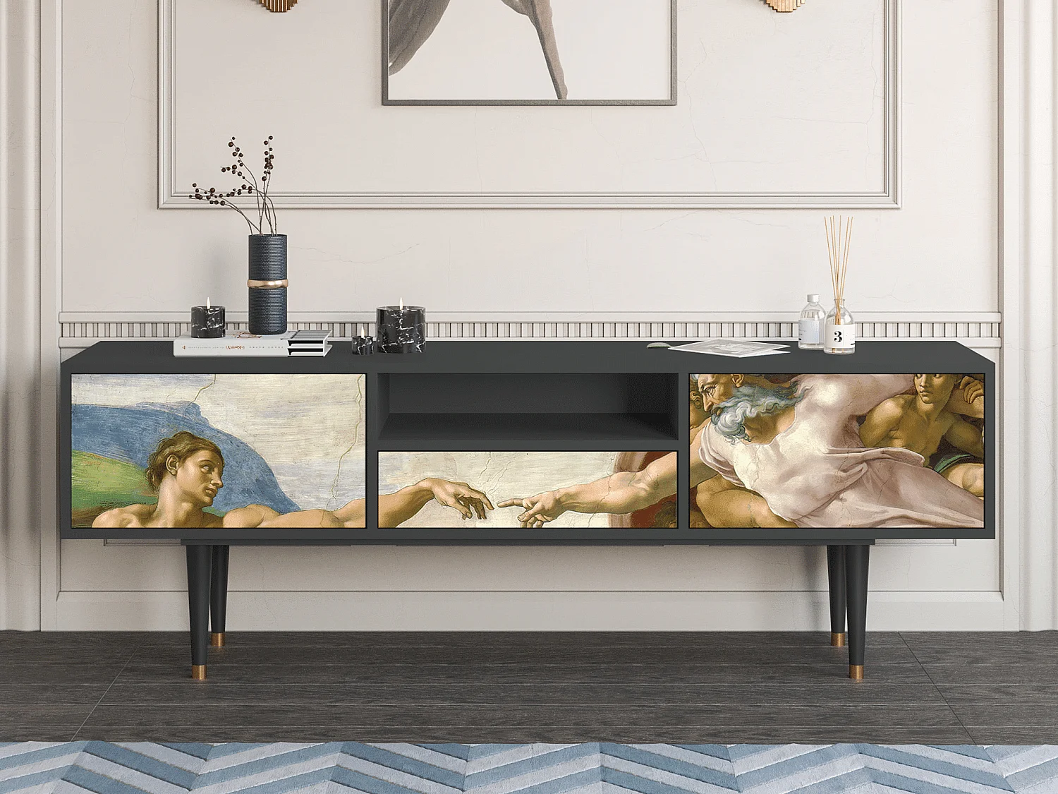 Mueble de TV - 170х59х41 cm - T6 - The Creation of Adam, Antracita