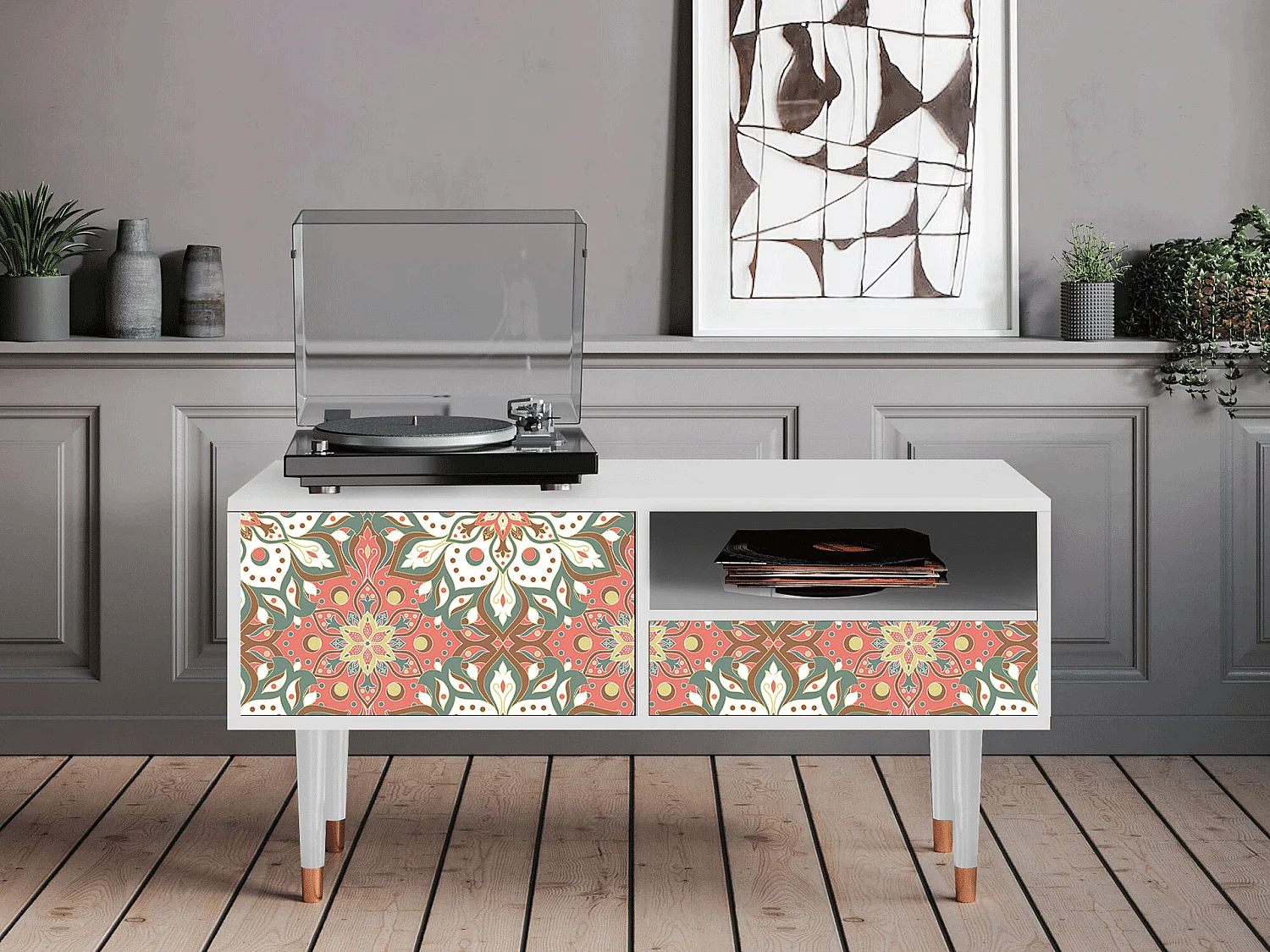 Mobile TV - 115х59х48 cm - T3 - Peach Grove, Bianco