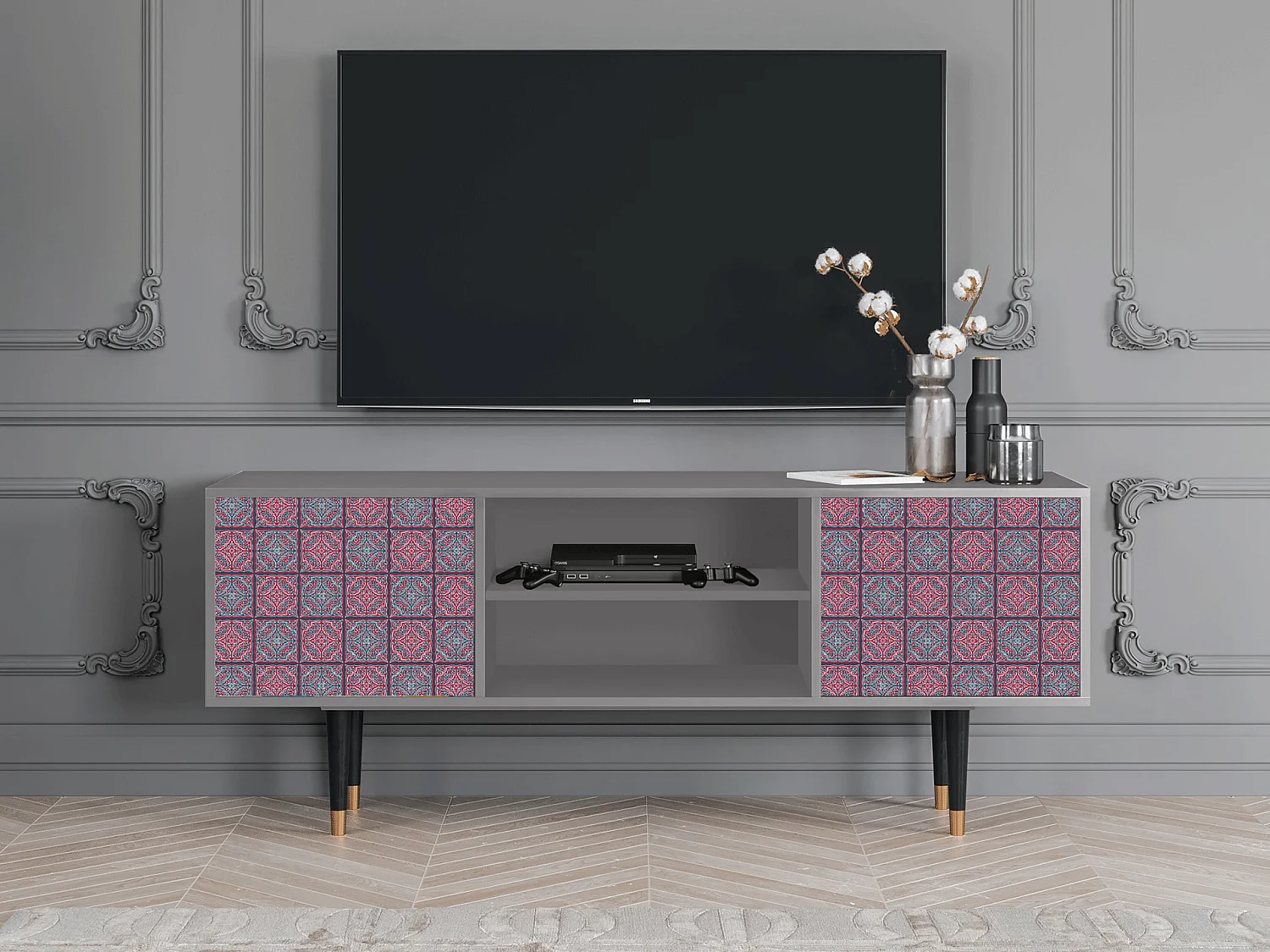 Mobile TV - 170х69х48 cm - T2 - Riviera Mosaic, Grigio