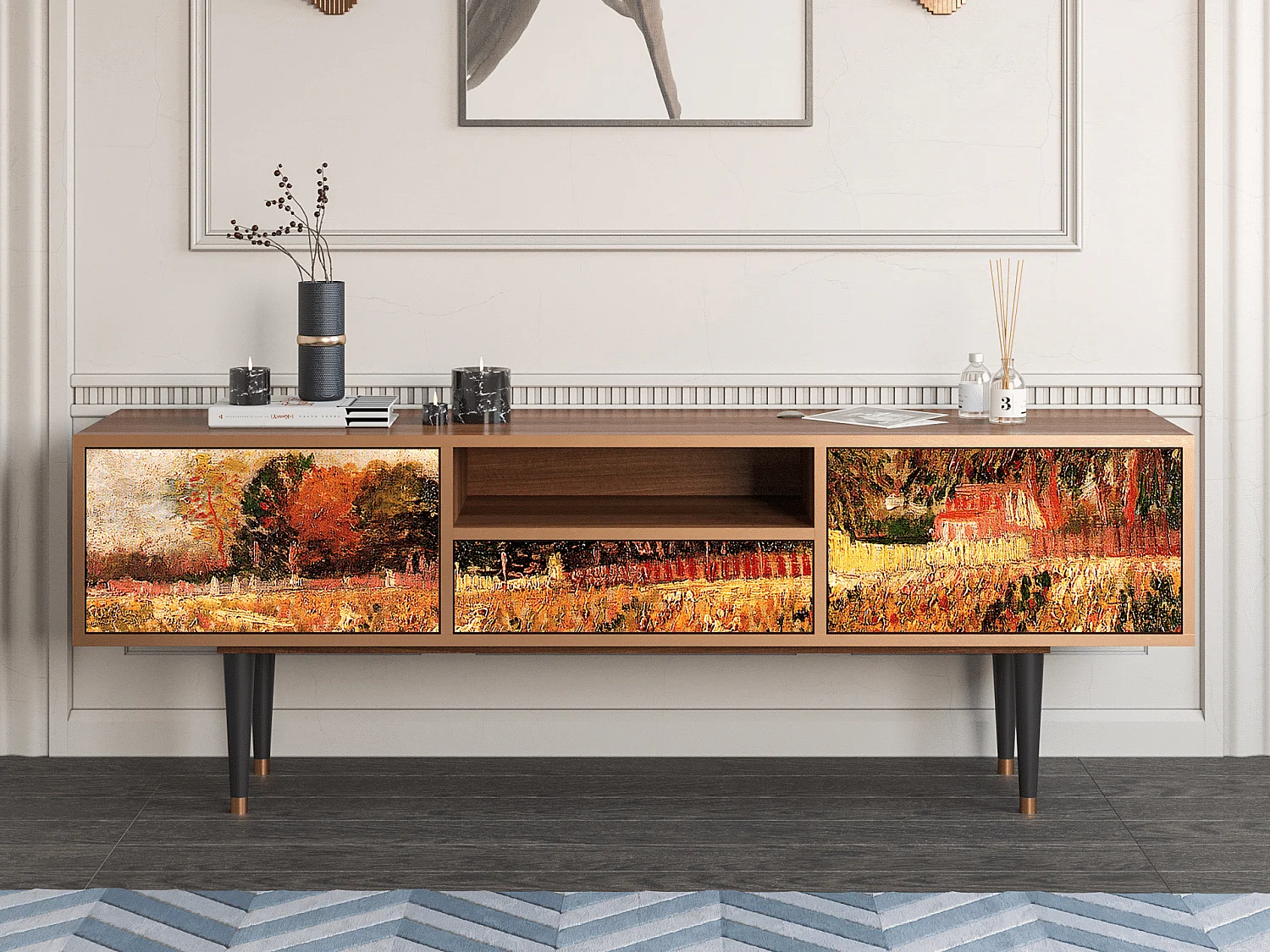 Szafka RTV - 170х59х41 cm - T6 - The Banks, Orzech