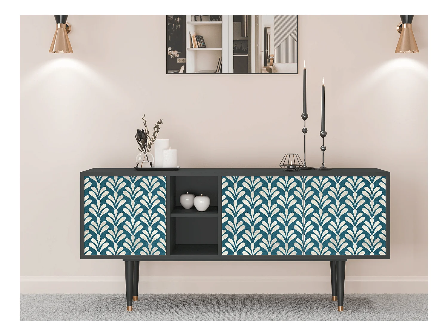 Meuble TV - 150х69х41 cm - T5 - Milky Tears, Anthracite