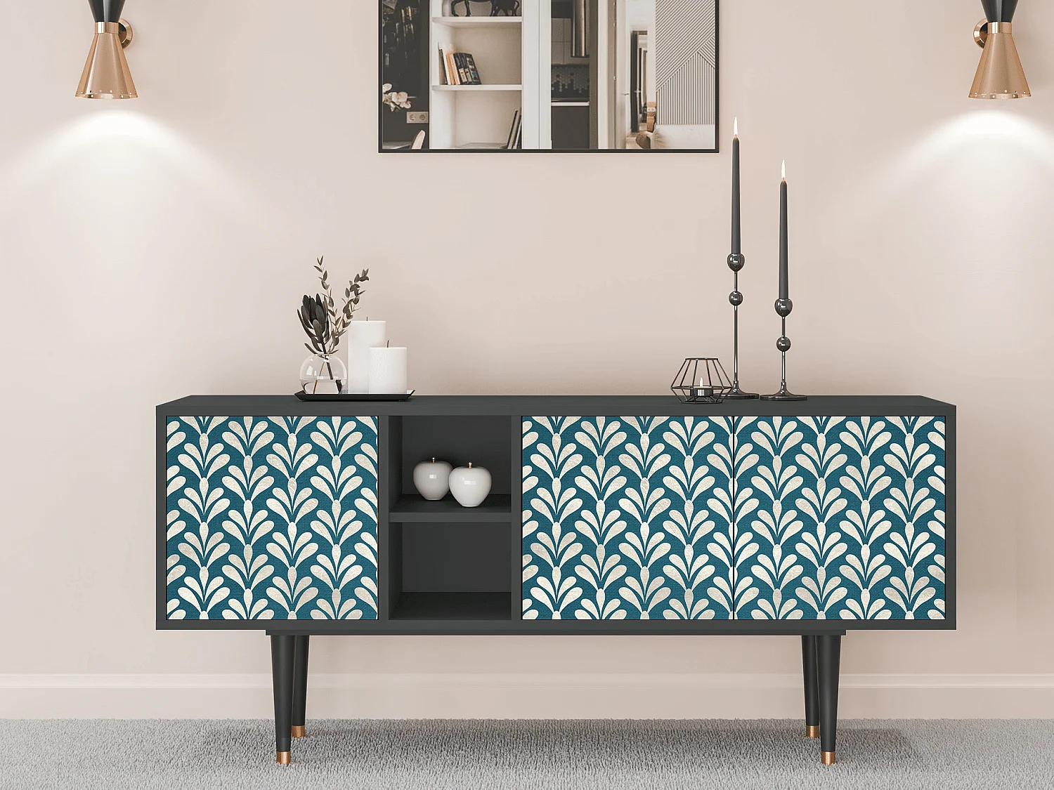 Mueble de TV - 150х69х41 cm - T5 - Milky Tears, Antracite