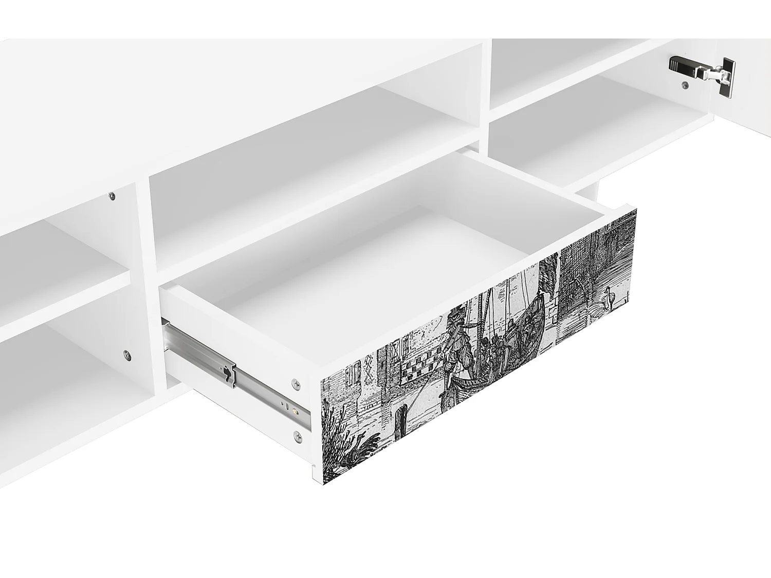 Meuble TV - 170х59х41 cm - T6 - Castle with Bridge, Blanc