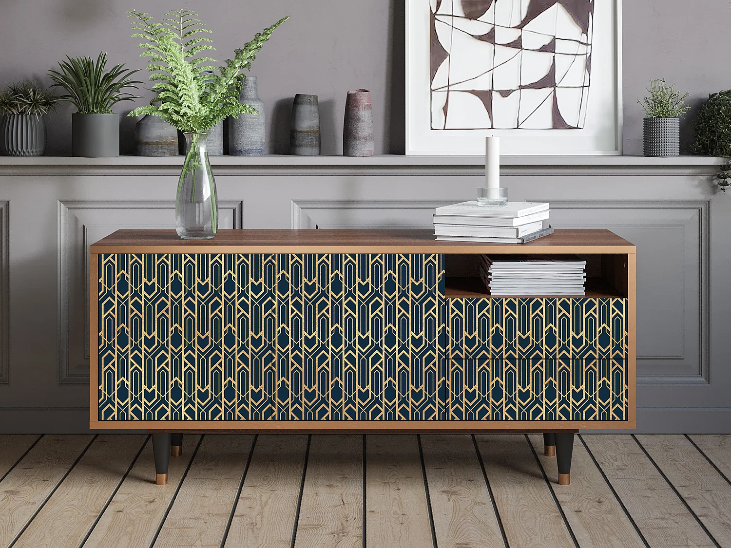 TV-meubel - 125х56х41 cm - T7 - Golden Empire, Walnoot