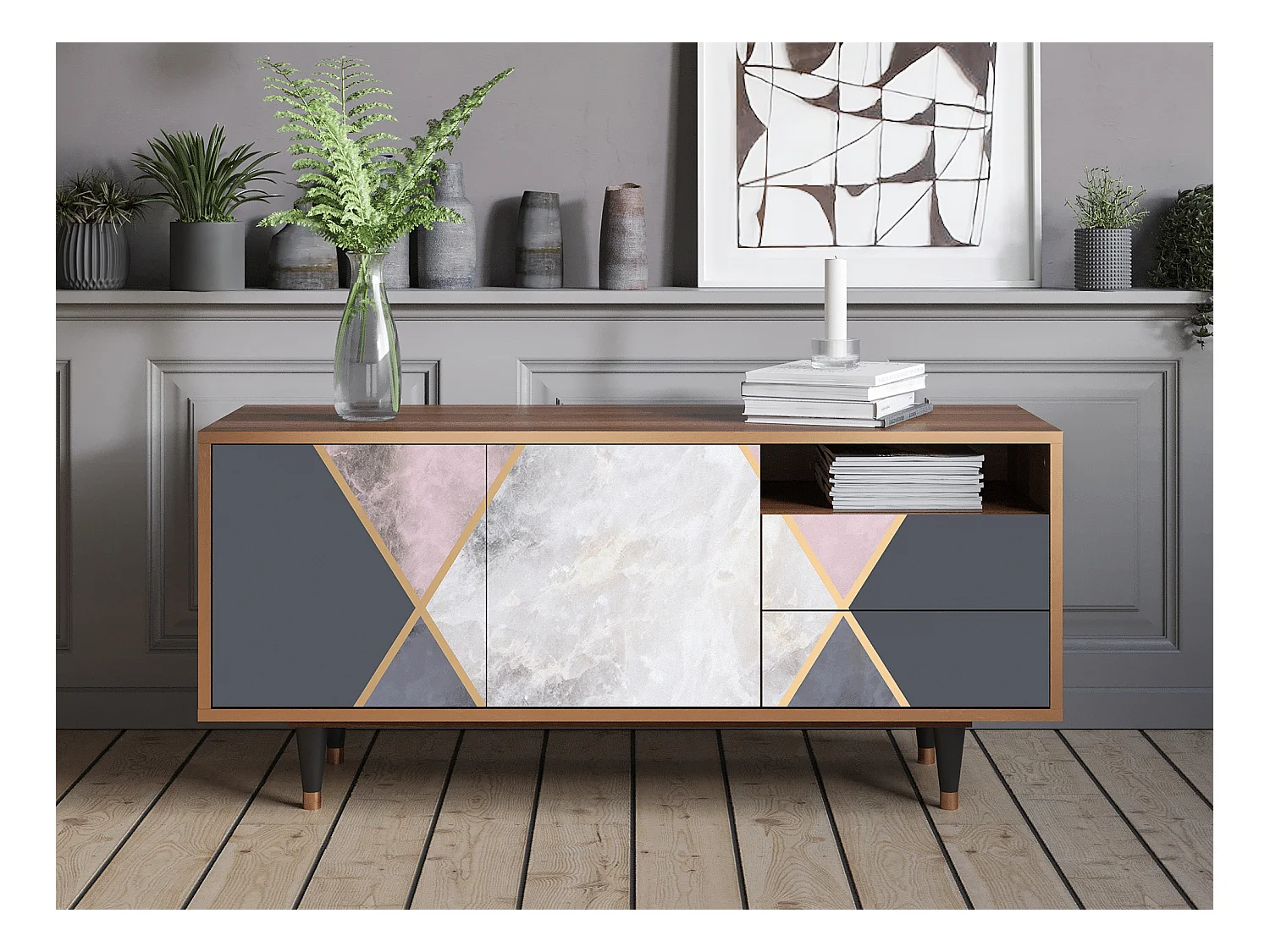 Meuble TV - 125х56х41 cm - T7 - Ideal Harmony, Noyer