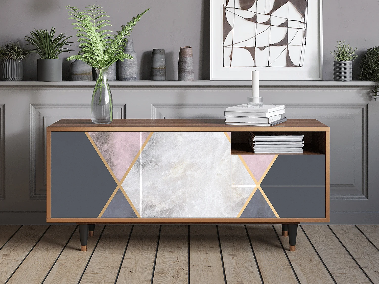 TV-meubel - 125х56х41 cm - T7 - Ideal Harmony, Walnoot