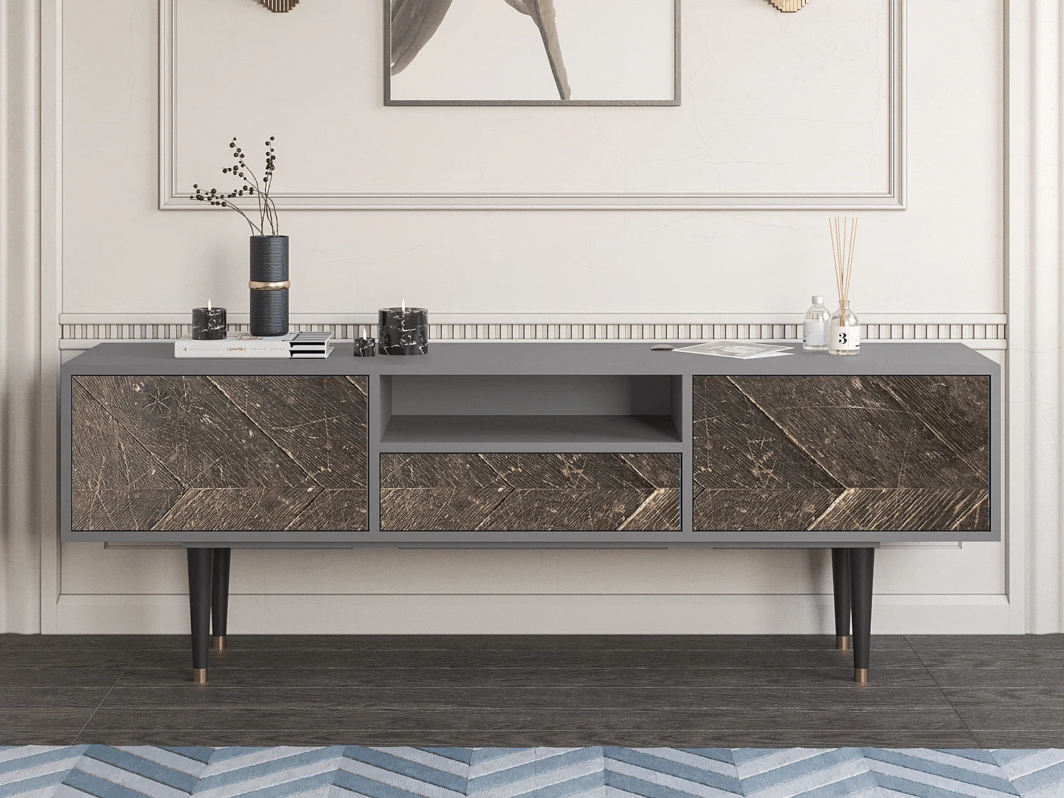 Meuble TV - 170х59х41 cm - T6 - Wise Tree, Gris