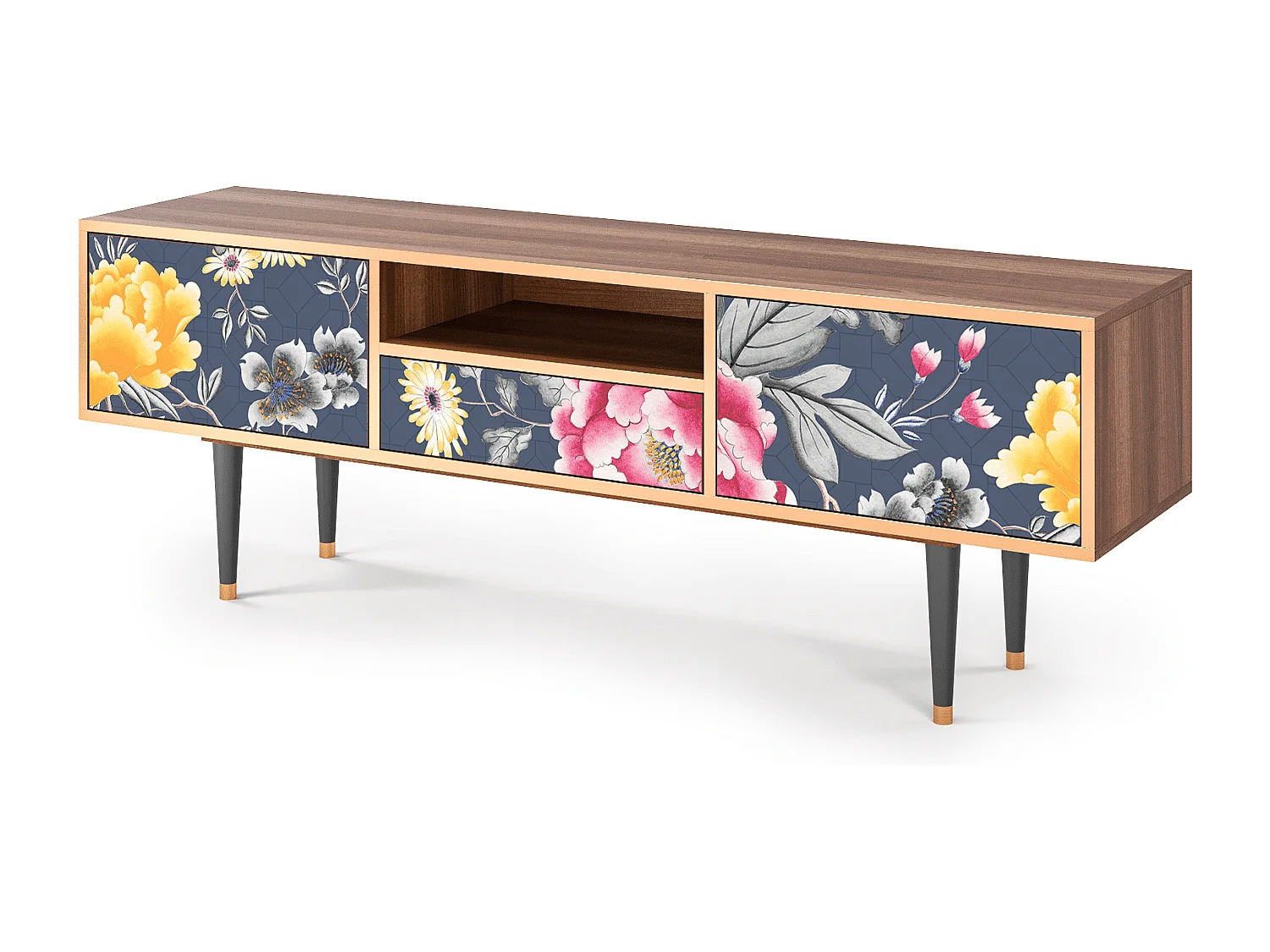 Mueble de TV - 170х59х41 cm - T6 - Dark Flower Bed, Nogueira