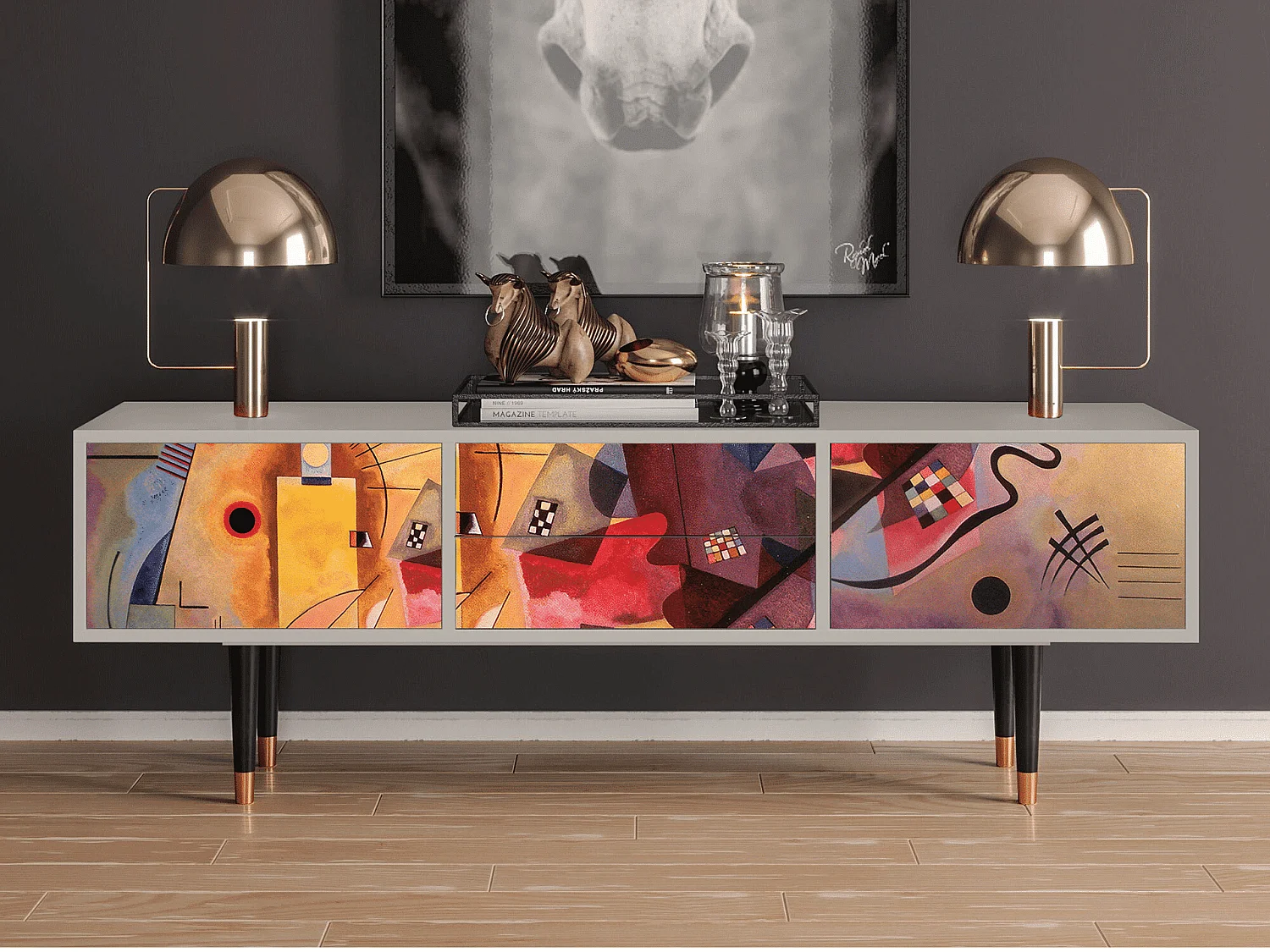 Szafka RTV - 170х59х48 cm - T4 - Modern Art, Piaskowy