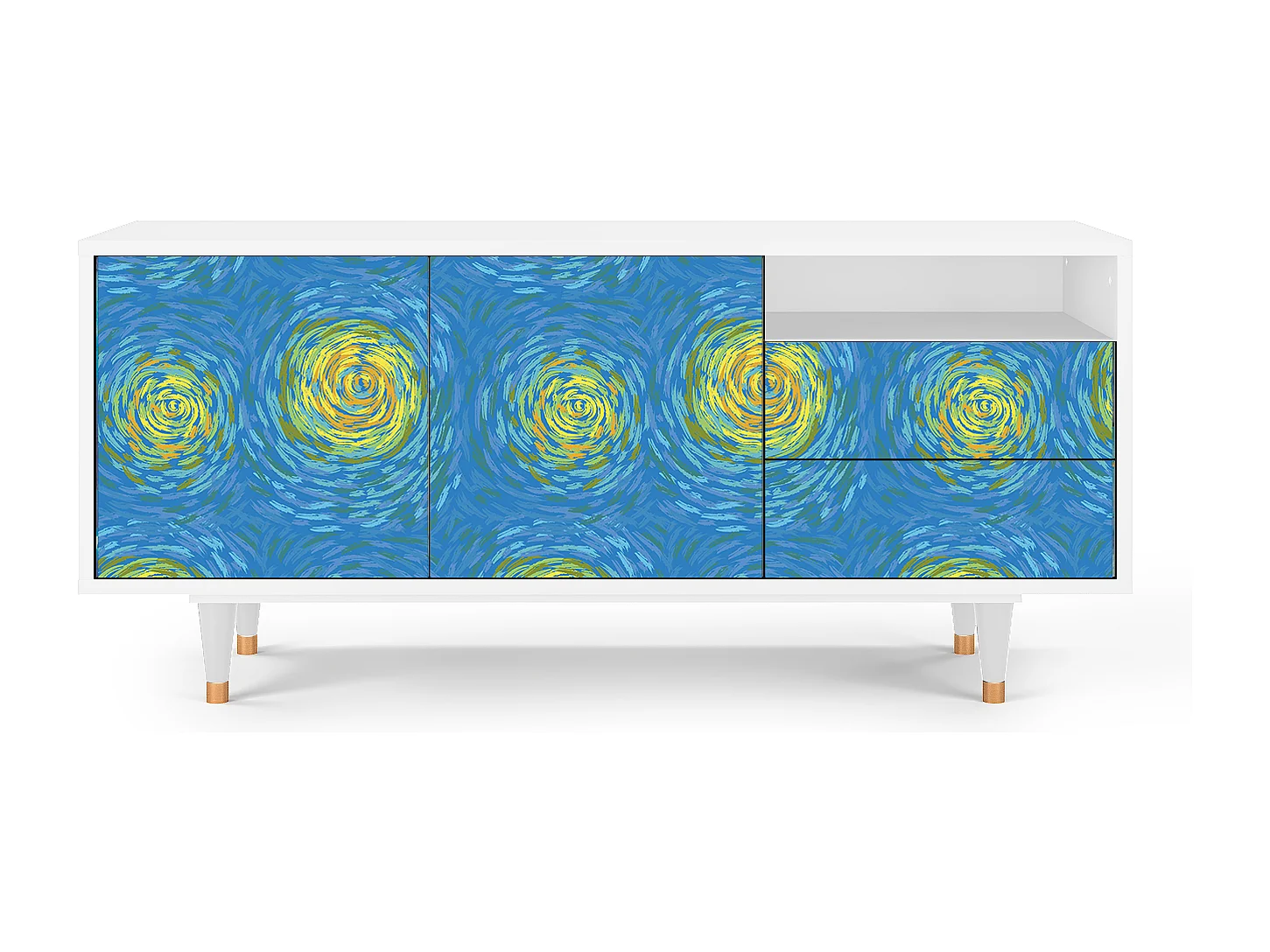 Mobile TV - 125х56х41 cm - T7 - Van Gogh Lights, Bianco