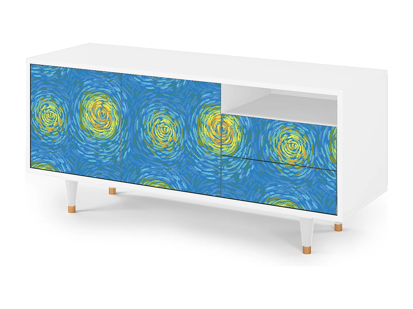 Mobile TV - 125х56х41 cm - T7 - Van Gogh Lights, Bianco