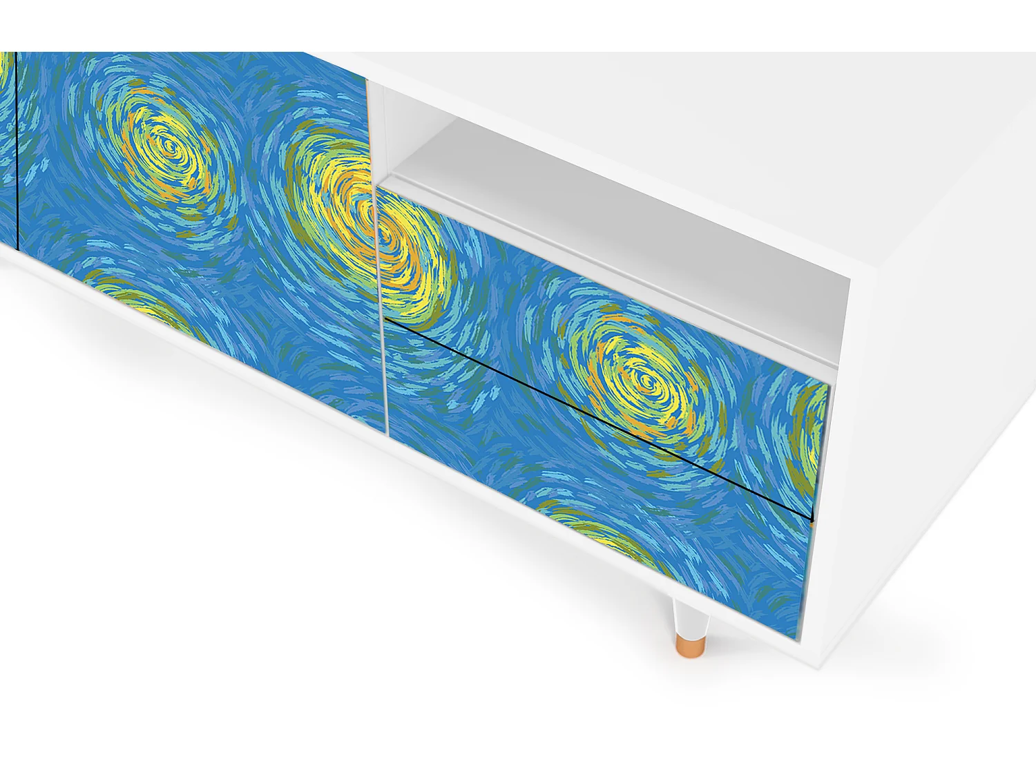 Mobile TV - 125х56х41 cm - T7 - Van Gogh Lights, Bianco