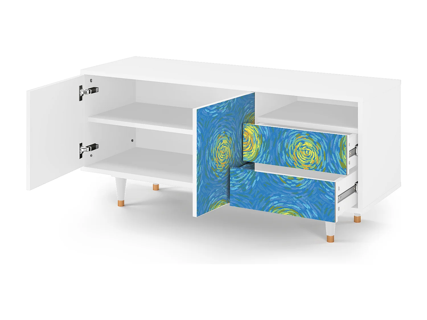 Mobile TV - 125х56х41 cm - T7 - Van Gogh Lights, Bianco