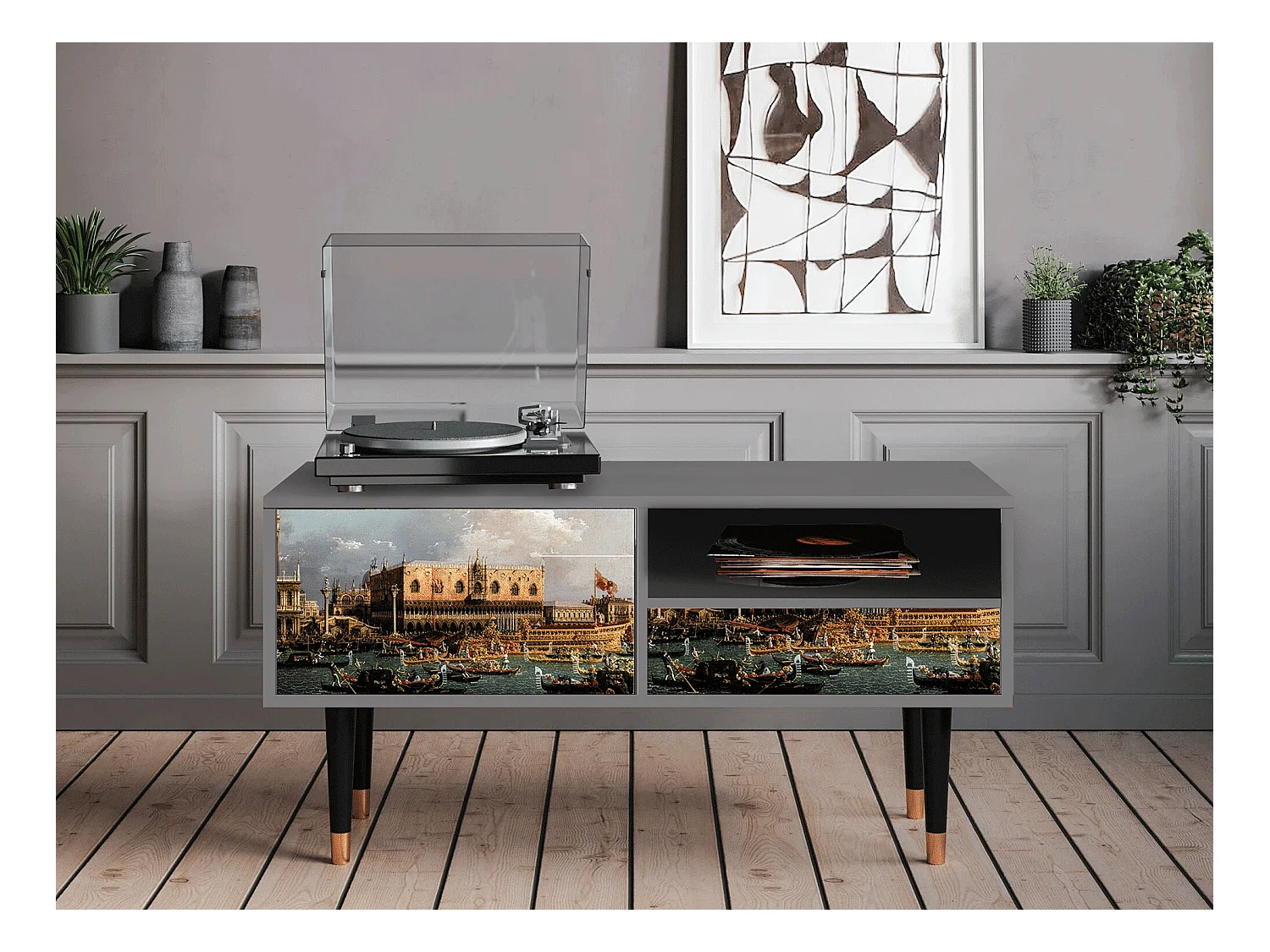 Meuble TV - 115х59х48 cm - T3 - The Bucintoro, Gris
