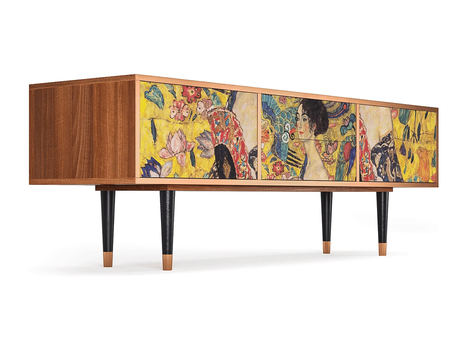 Mobile TV - 170х59х48 cm - T4 - Lady with Fan by Klimt, Noce