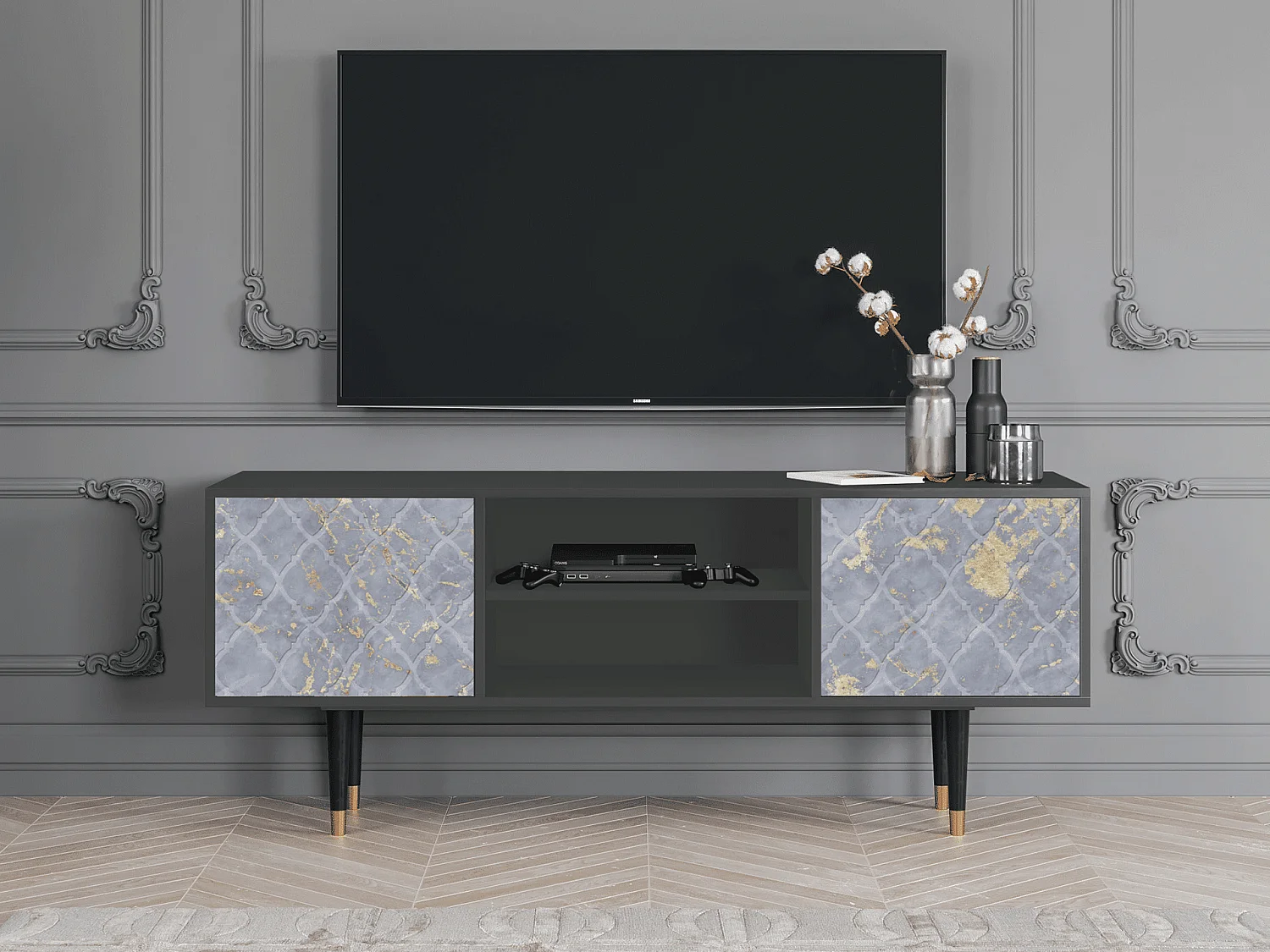 Meuble TV - 170х69х48 cm - T2 - Golden Smoke, Anthracite