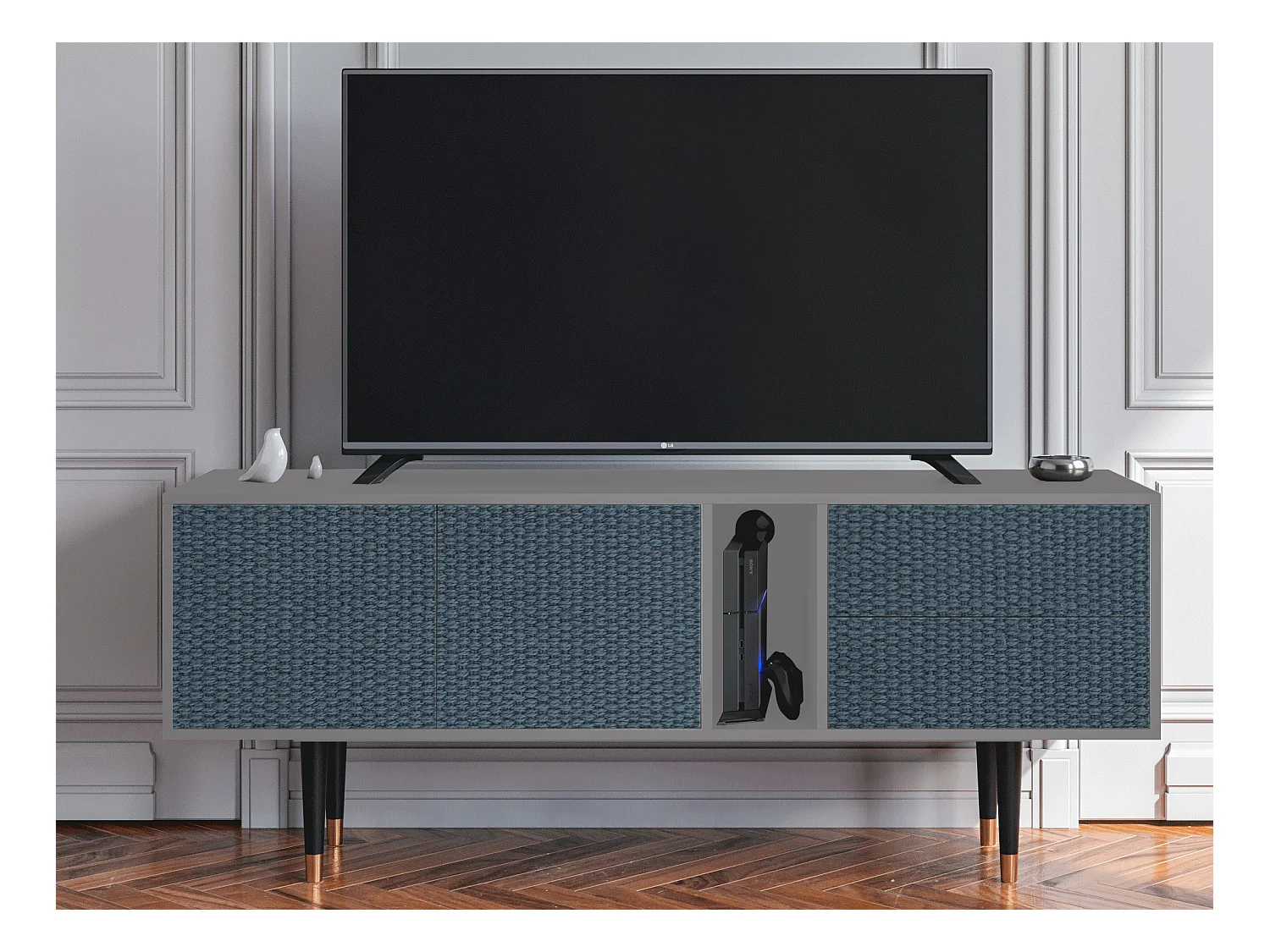 Mueble de TV - 170х69х48 cm - T1 - Knitted Pattern, Gris