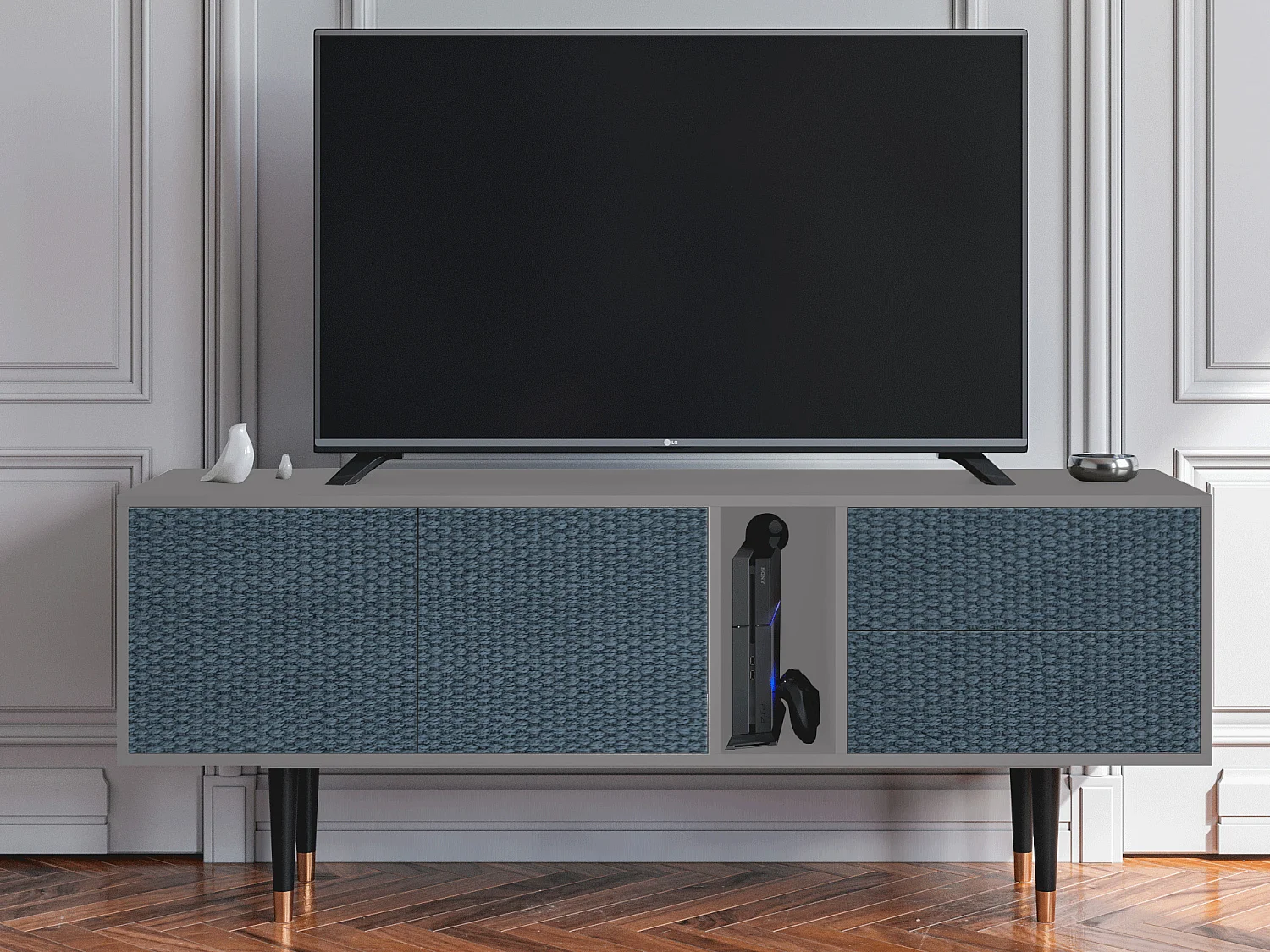 Meuble TV - 170х69х48 cm - T1 - Knitted Pattern, Gris