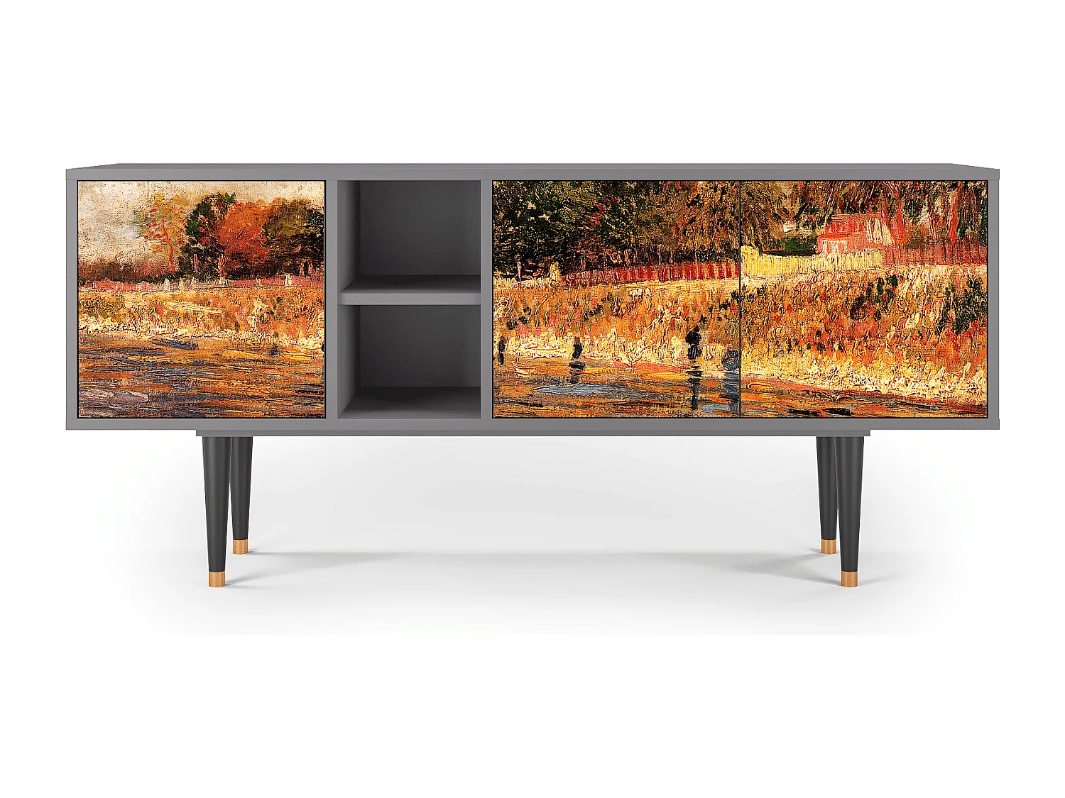 Szafka RTV - 150х69х41 cm - T5 - The Banks, Szary