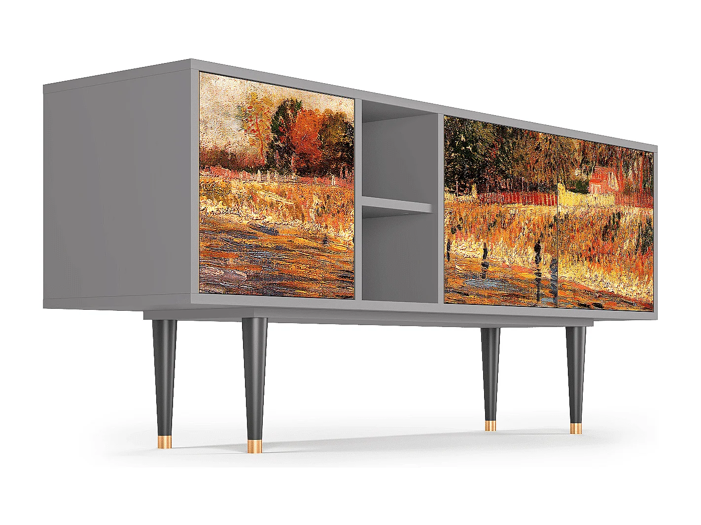 Szafka RTV - 150х69х41 cm - T5 - The Banks, Szary