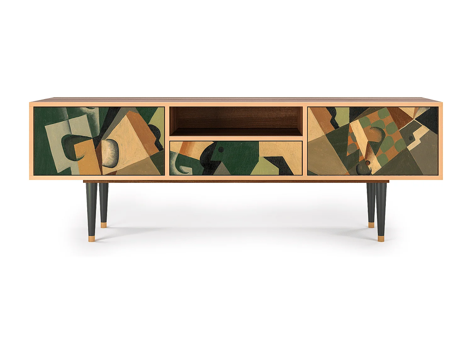 Meuble TV - 170х59х41 cm - T6 - Glass and Checkerboard, Noyer