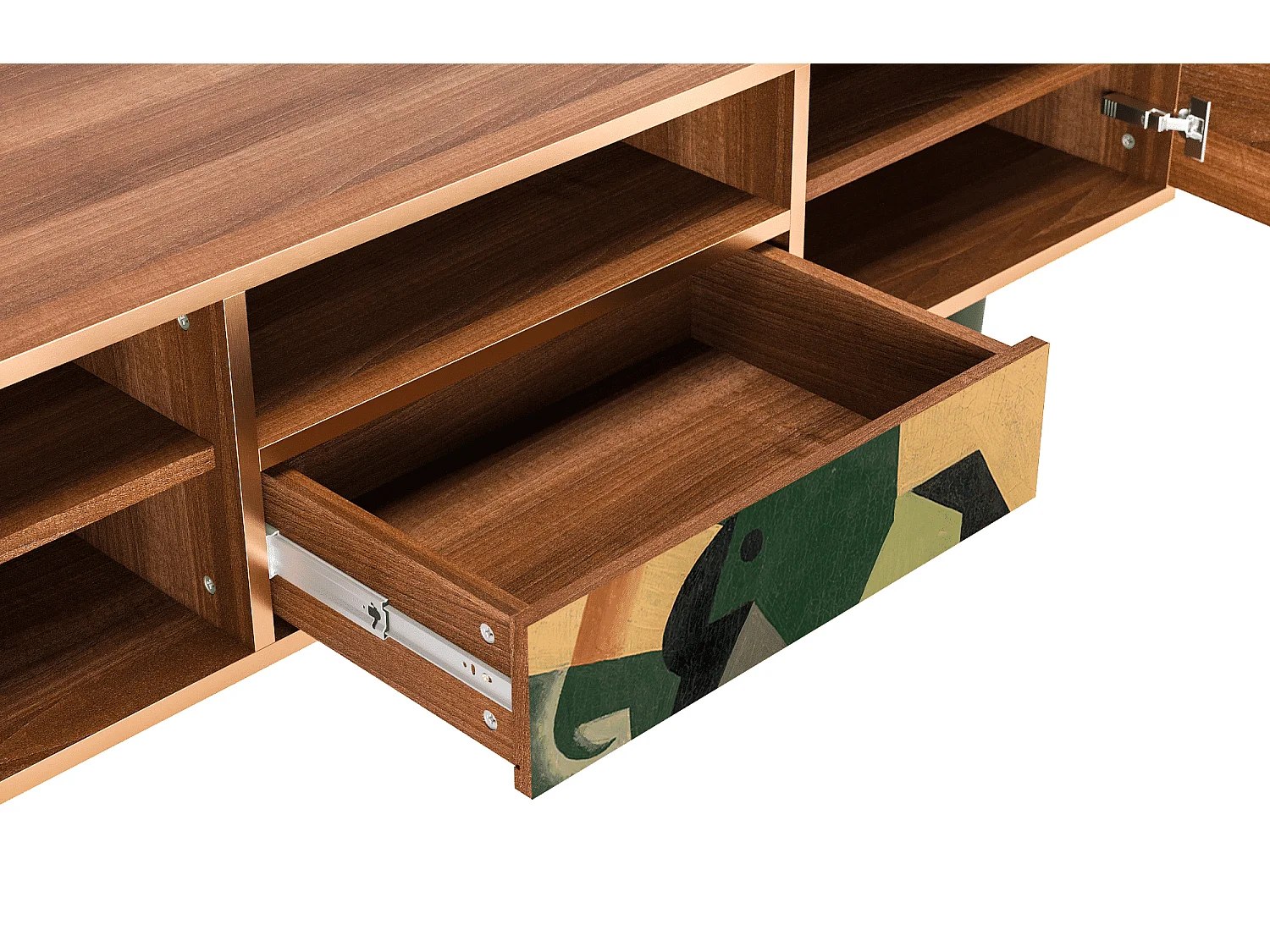 Meuble TV - 170х59х41 cm - T6 - Glass and Checkerboard, Noyer