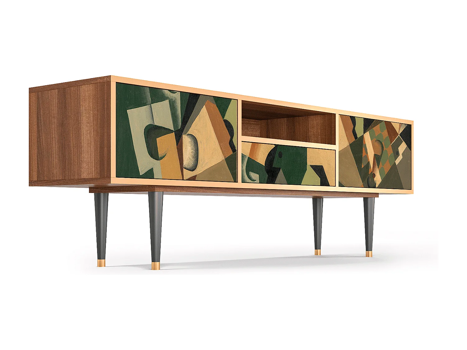 Meuble TV - 170х59х41 cm - T6 - Glass and Checkerboard, Noyer