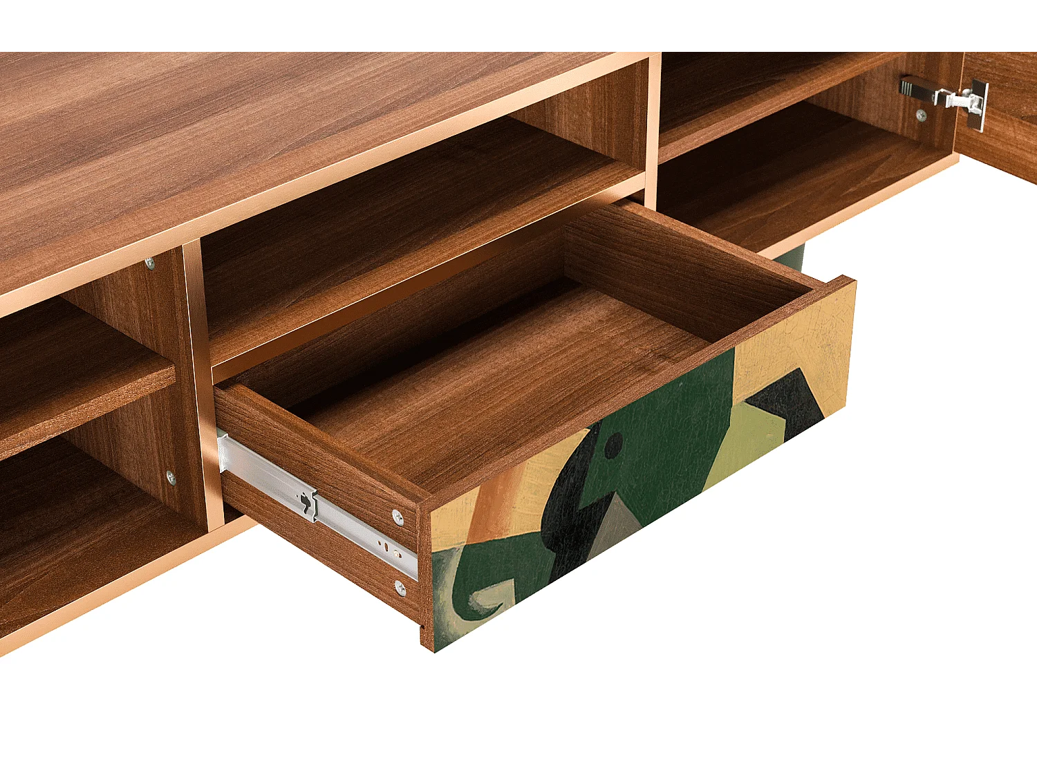 Mobile TV - 170х59х41 cm - T6 - Glass and Checkerboard, Noce