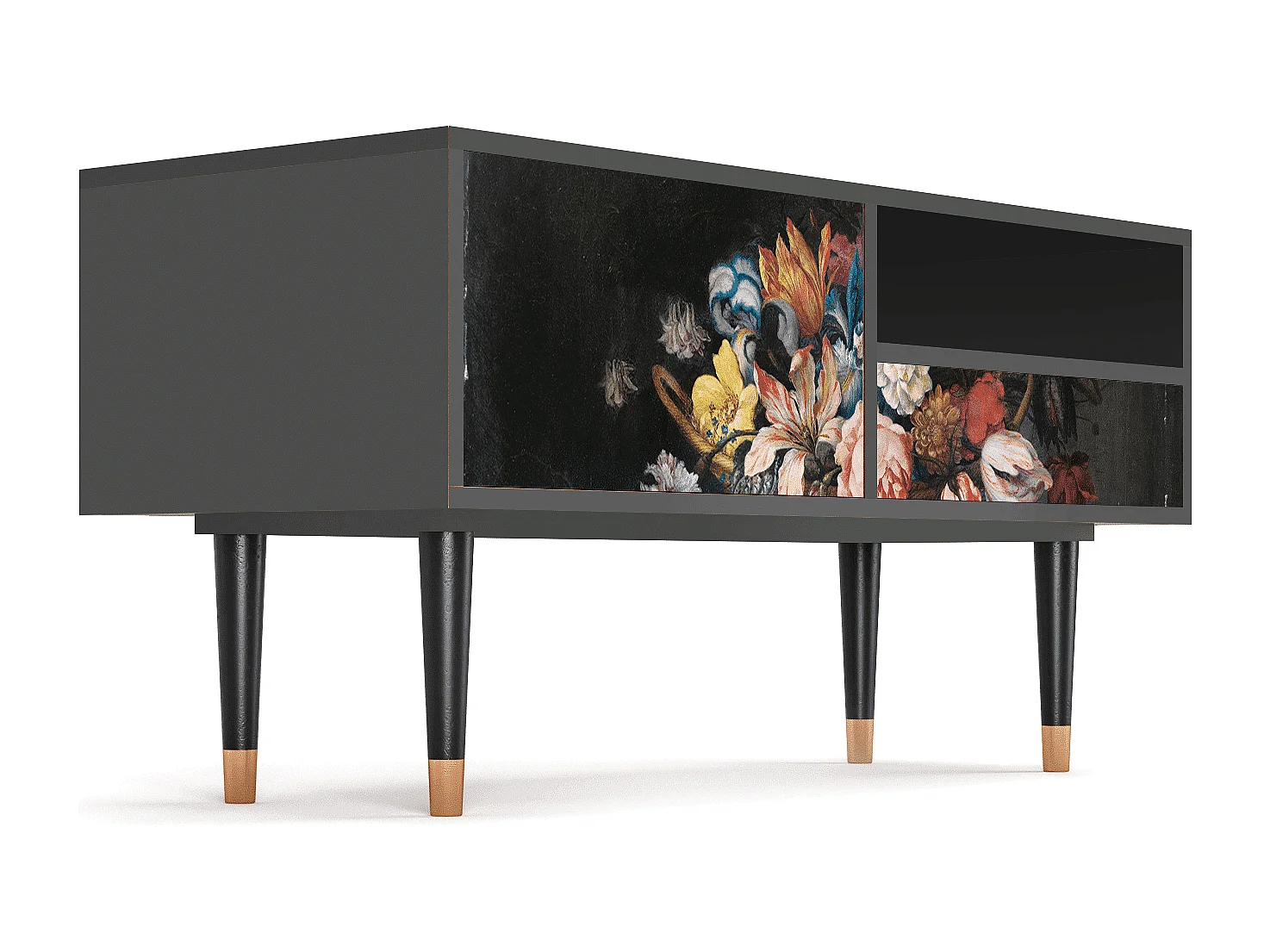 Mobile TV - 115х59х48 cm - T3 - Still Life with Flowers, Antracite