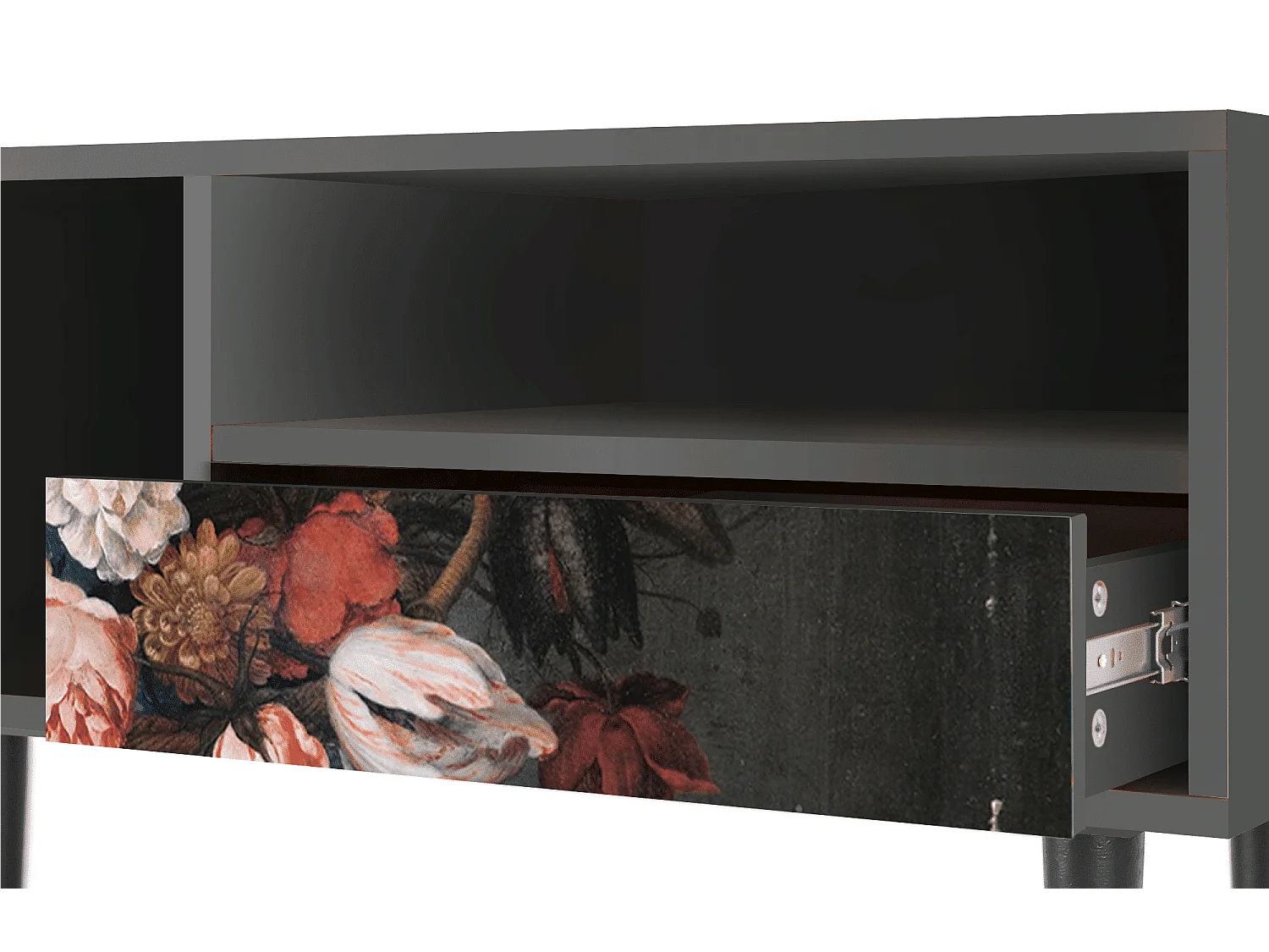 Mobile TV - 115х59х48 cm - T3 - Still Life with Flowers, Antracite