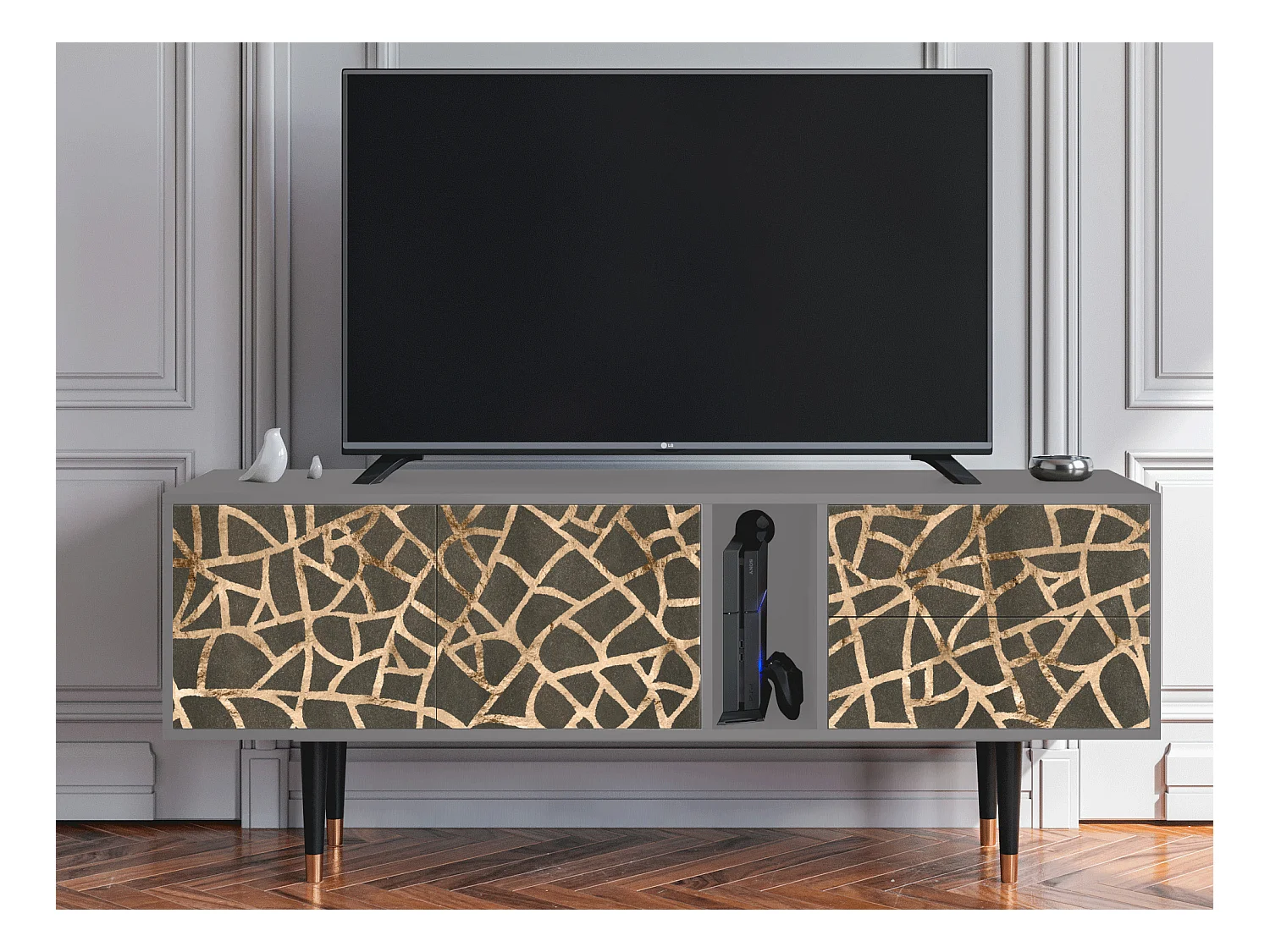 Mobile TV - 170х69х48 cm - T1 - Enlarged Leaf, Grigio