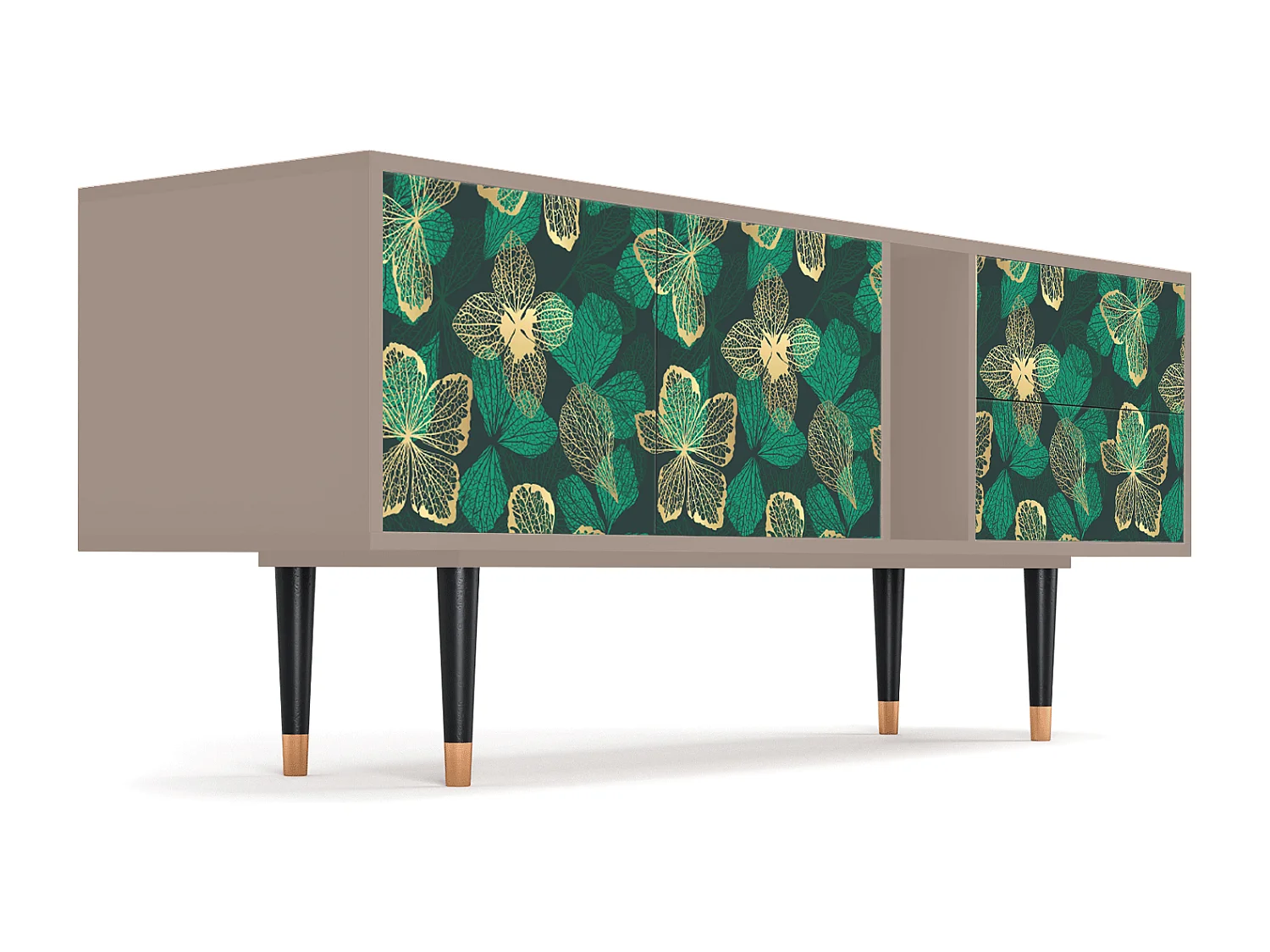 Mobile TV - 170х69х48 cm - T1 - Green Flower, Latte