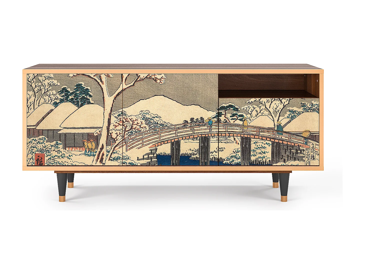 Meuble TV - 125х56х41 cm - T7 - Katabira River, Noyer