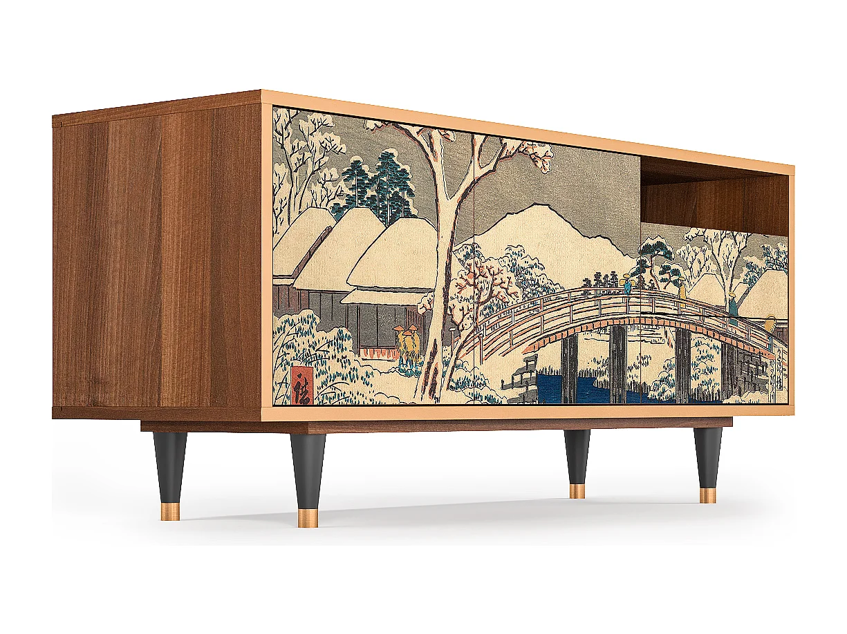 Meuble TV - 125х56х41 cm - T7 - Katabira River, Noyer