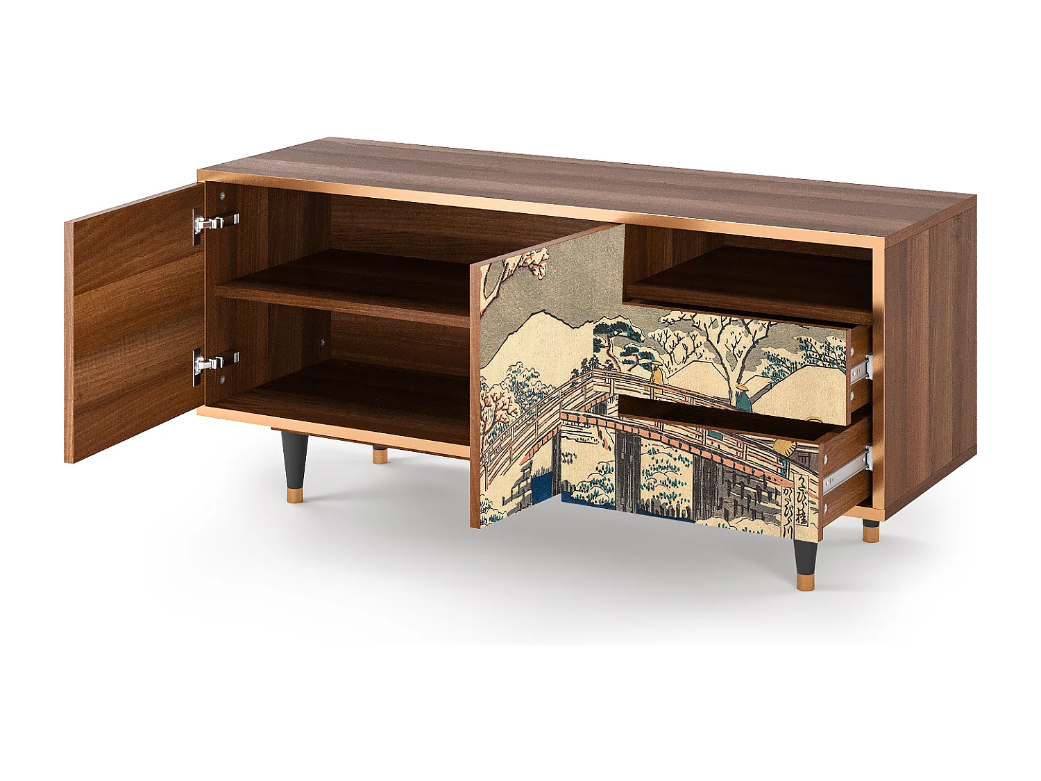 Meuble TV - 125х56х41 cm - T7 - Katabira River, Noyer