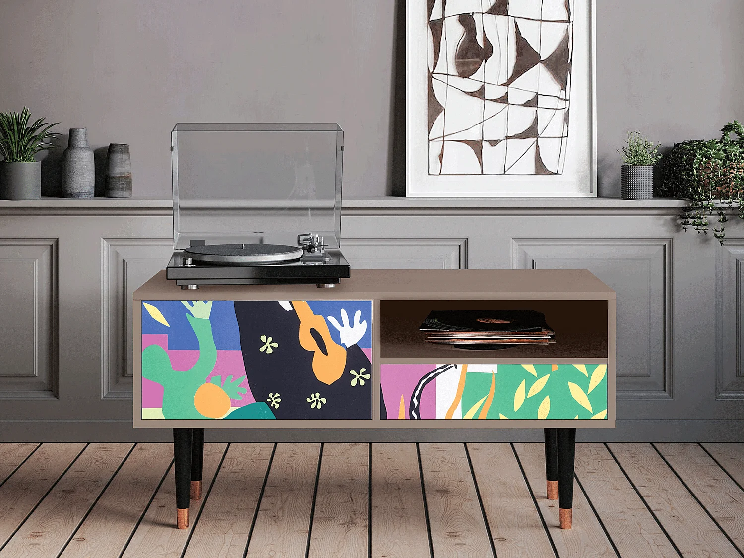 Mueble de TV - 115х59х48 cm - T3 - La Tristesse du Roi, Latte